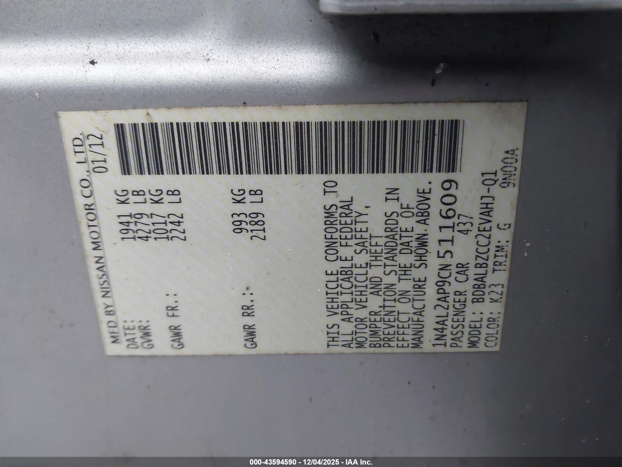 NISSAN ALTIMA image 9