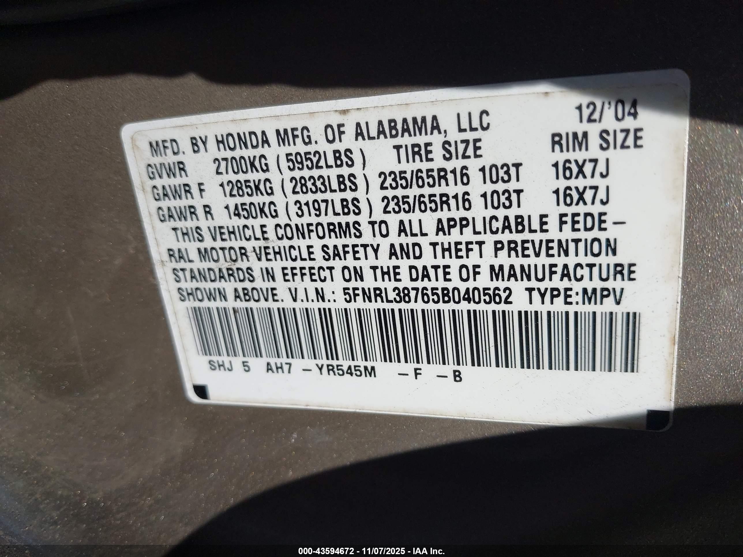 HONDA ODYSSEY image 9