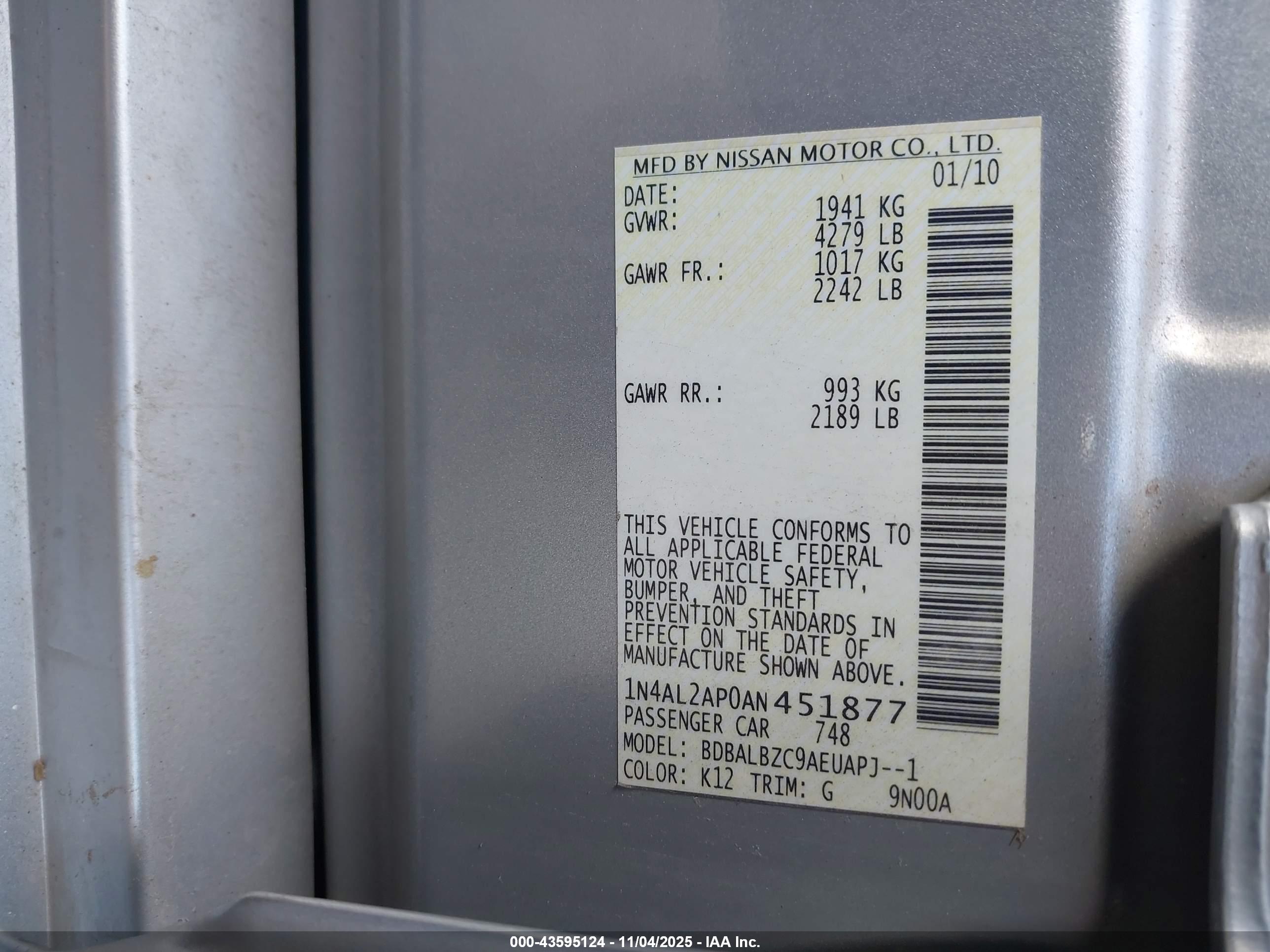 NISSAN ALTIMA image 9