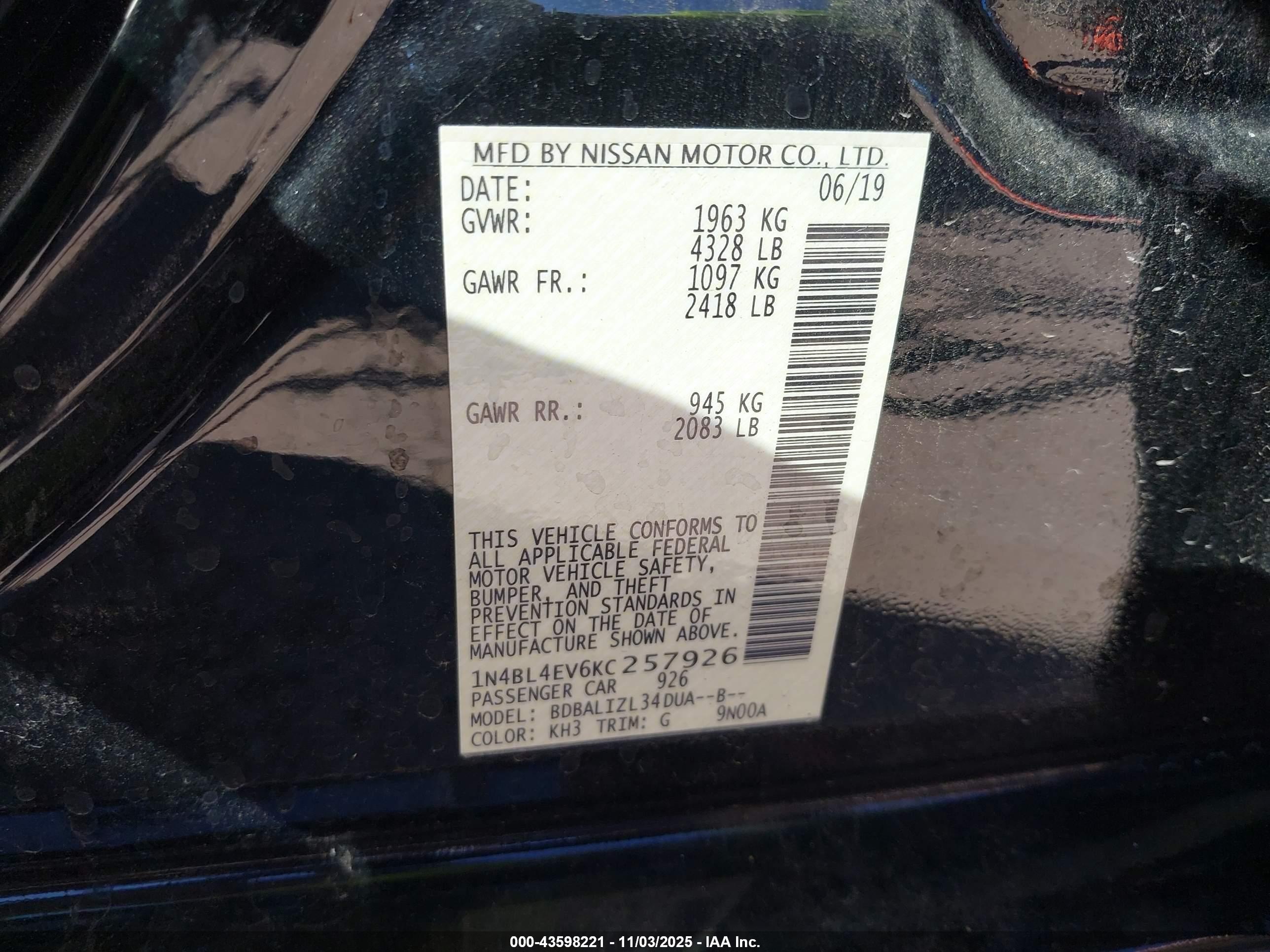 NISSAN ALTIMA image 9
