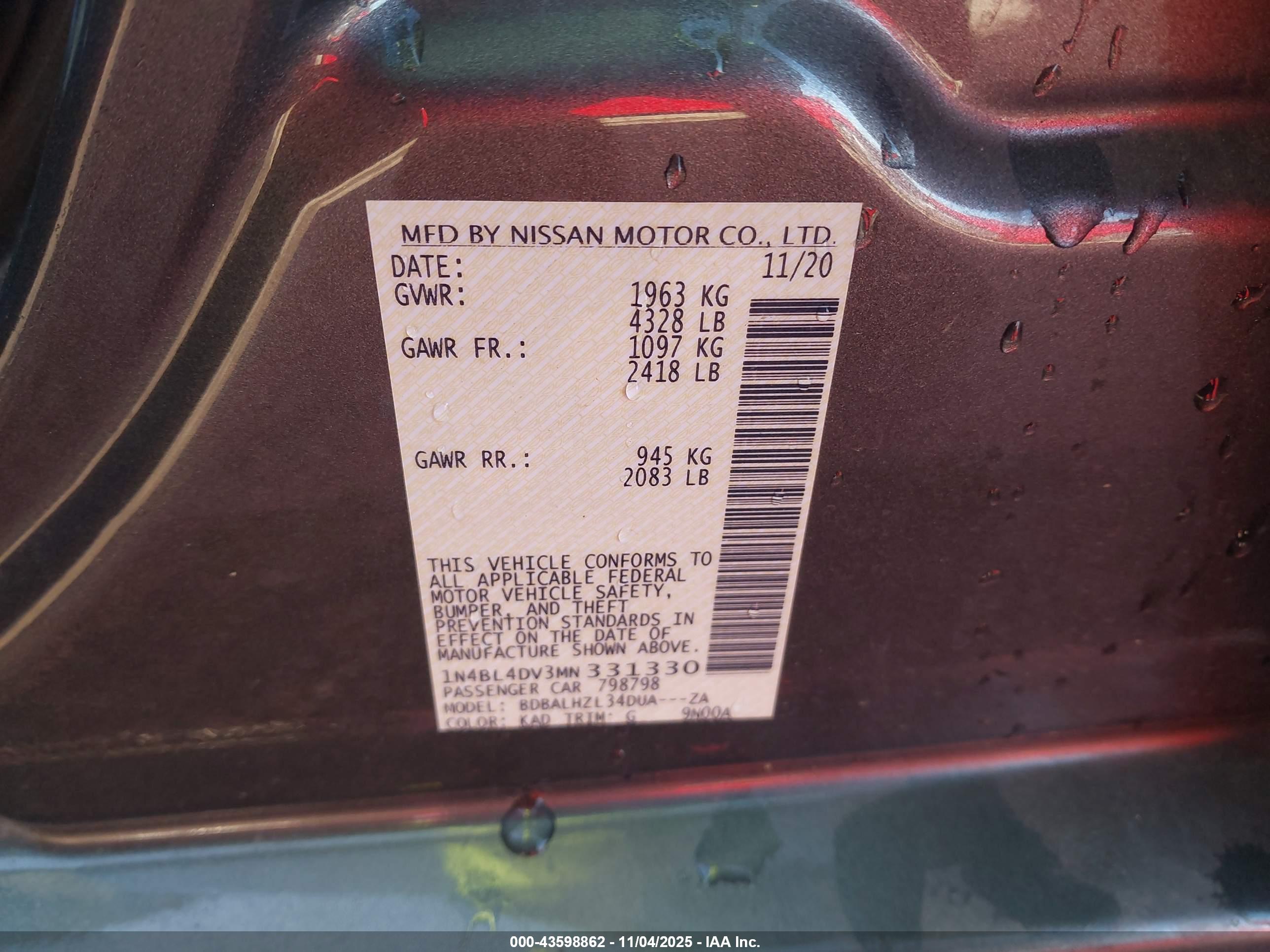 NISSAN ALTIMA image 9