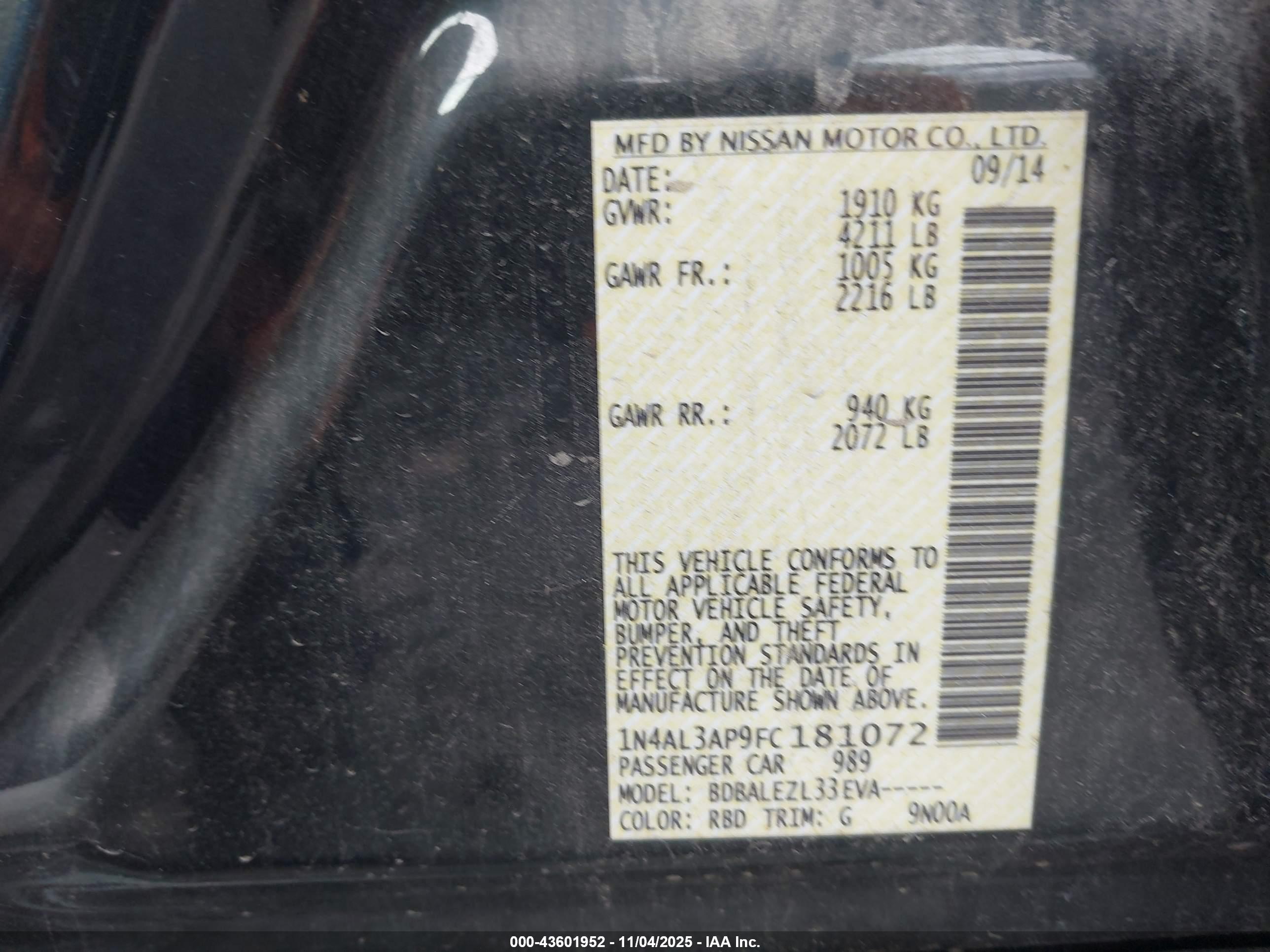 NISSAN ALTIMA image 9