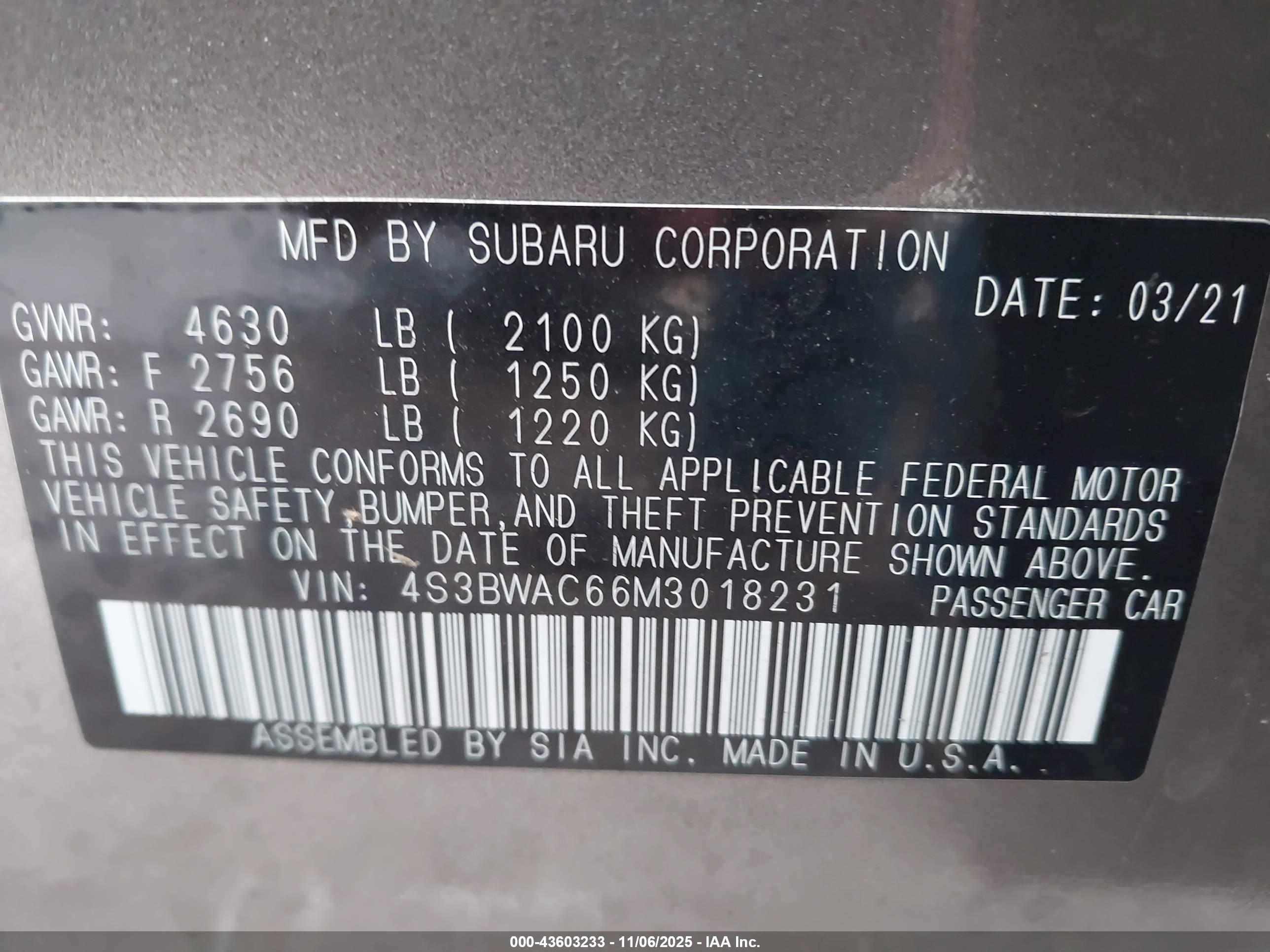 SUBARU LEGACY image 9