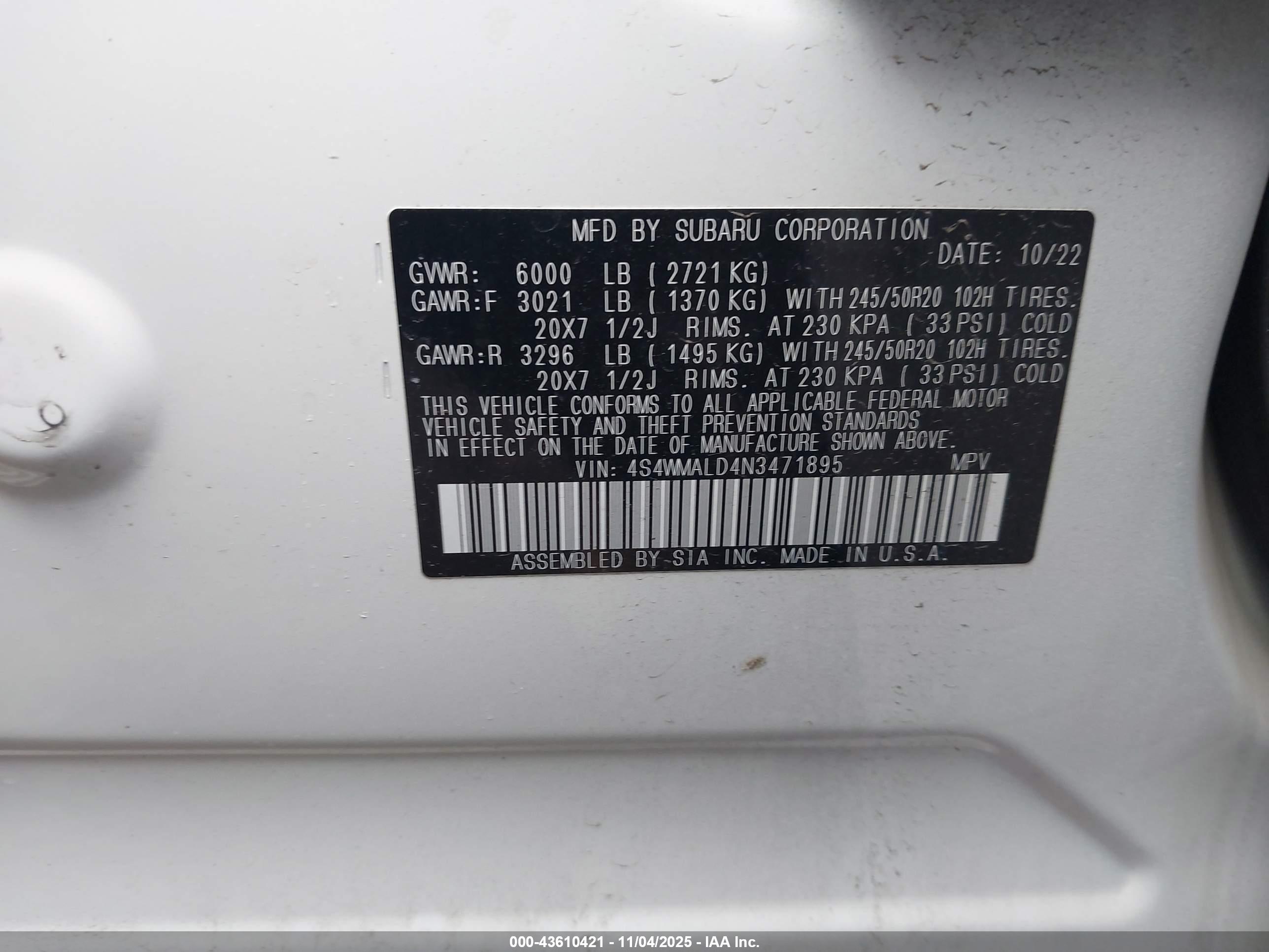 SUBARU ASCENT image 9