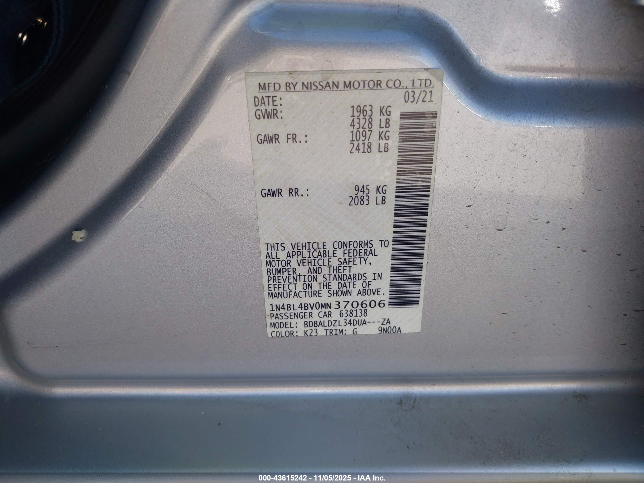 NISSAN ALTIMA image 9