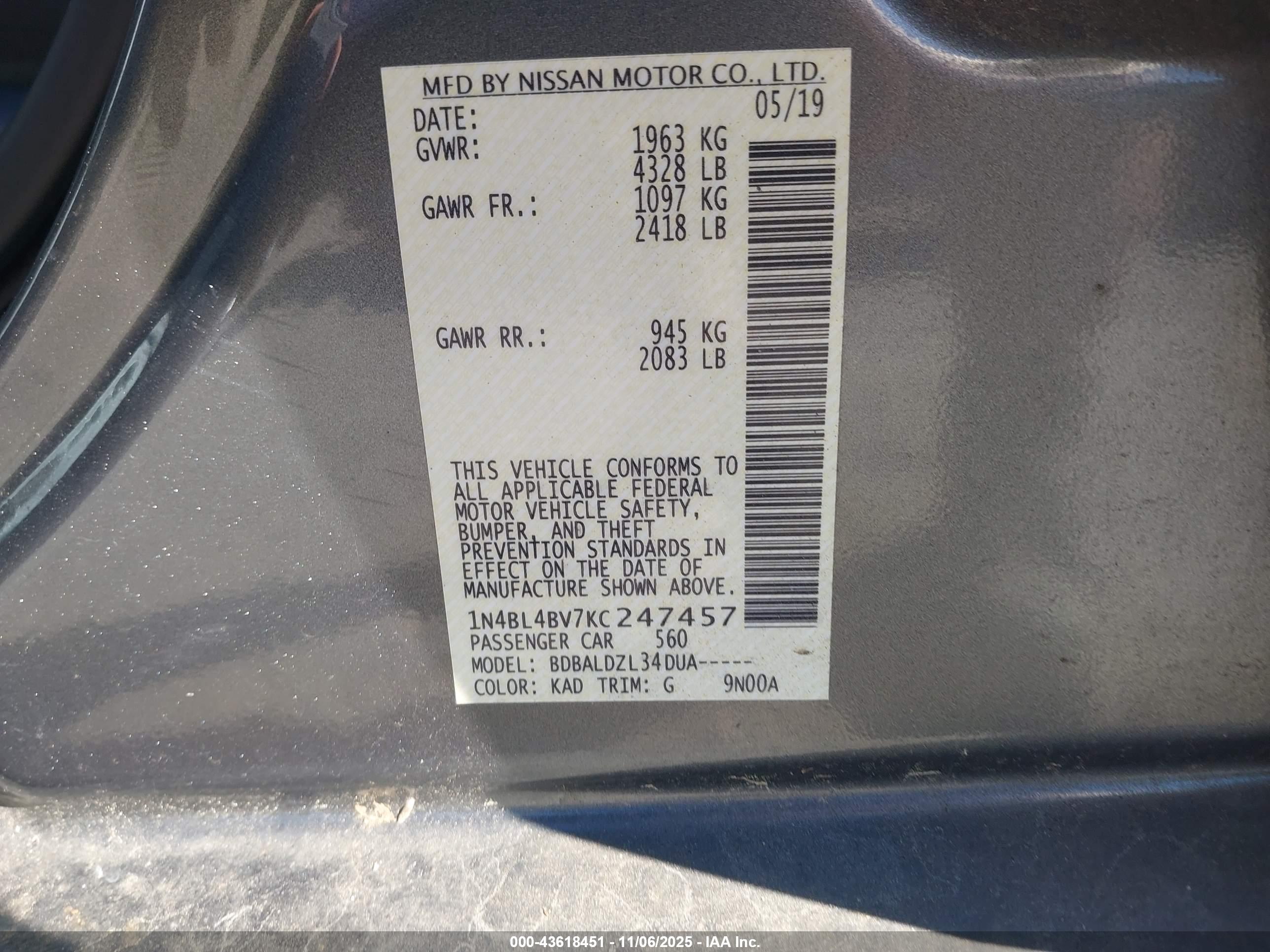 NISSAN ALTIMA image 9