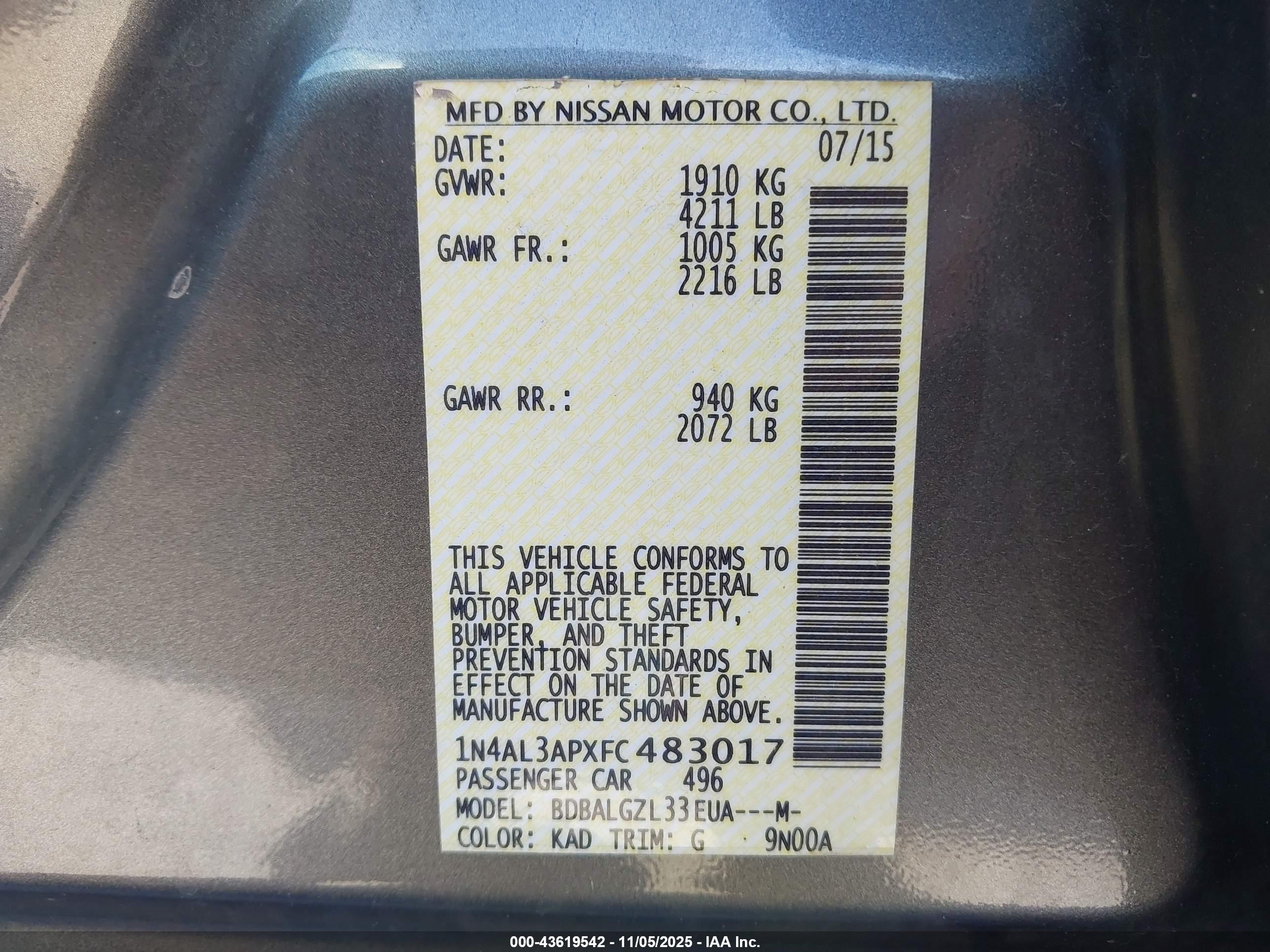 NISSAN ALTIMA image 9