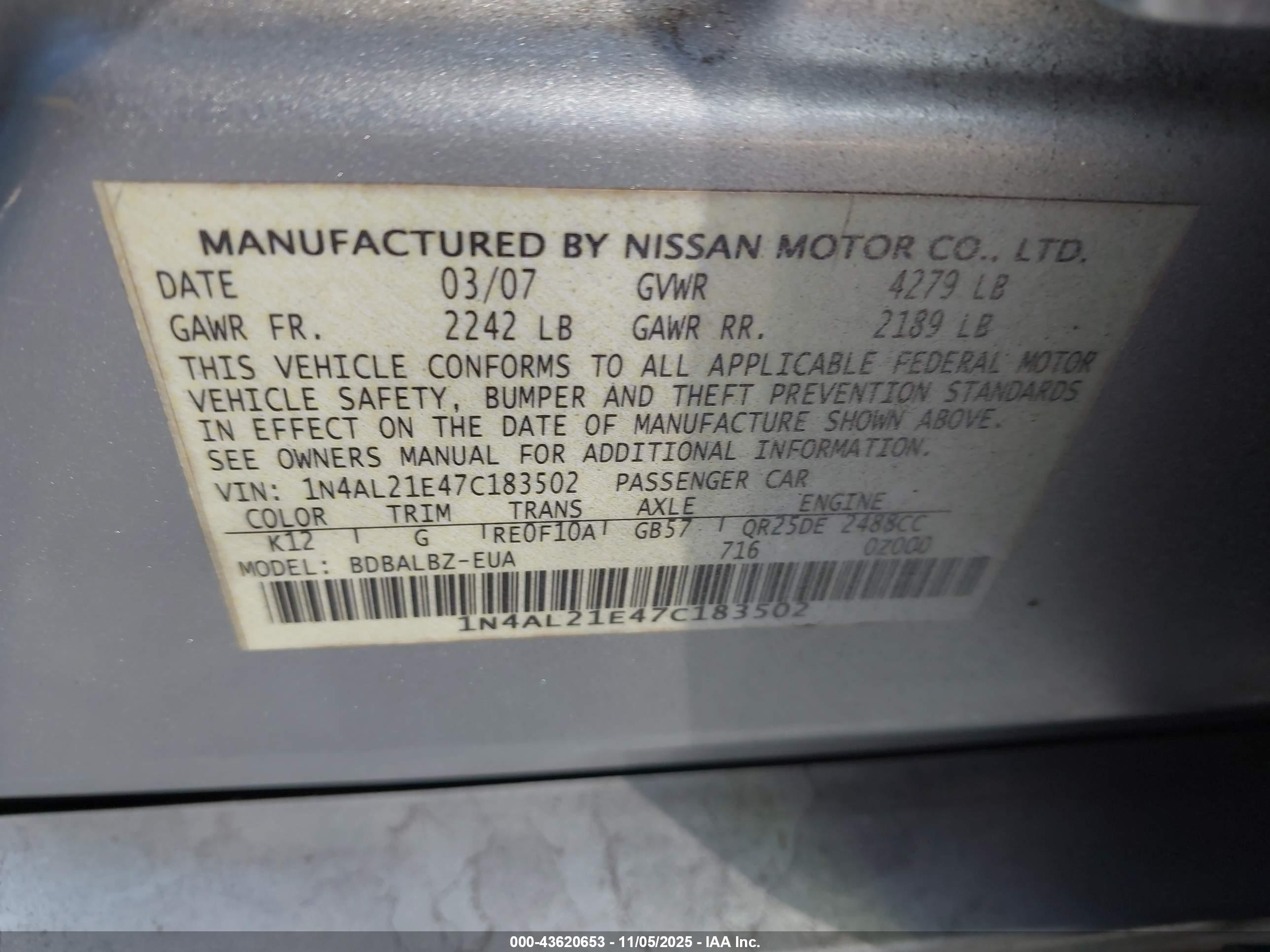 NISSAN ALTIMA image 9