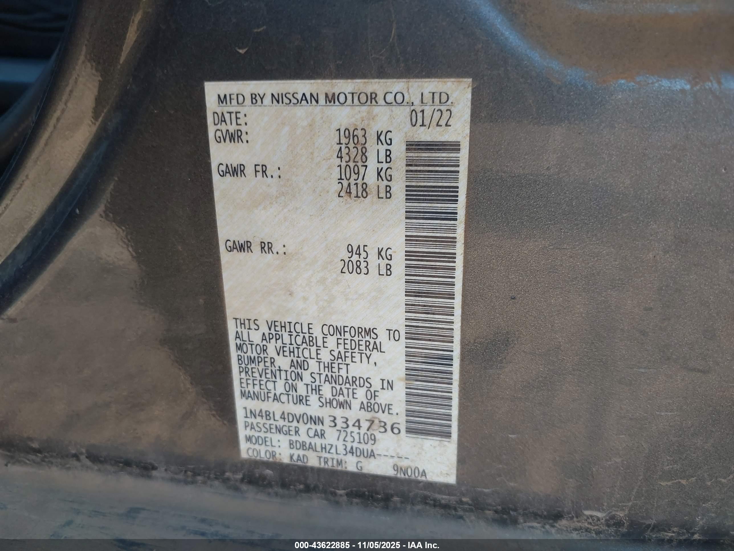 NISSAN ALTIMA image 9