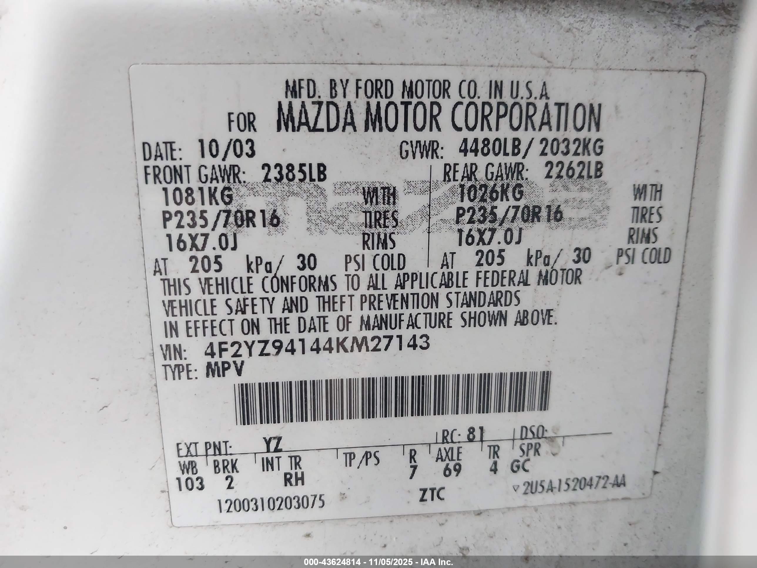 MAZDA TRIBUTE image 9