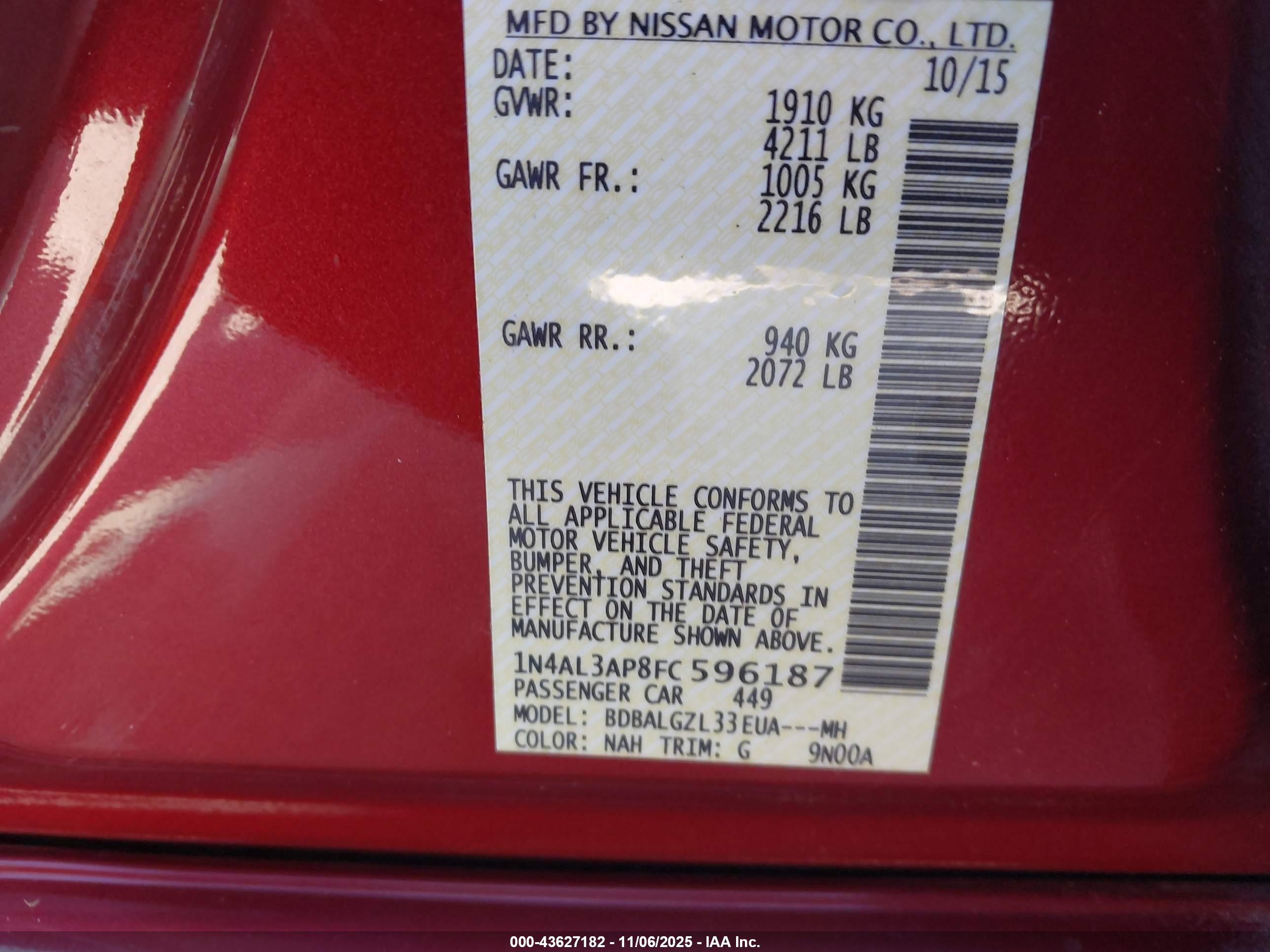 NISSAN ALTIMA image 9