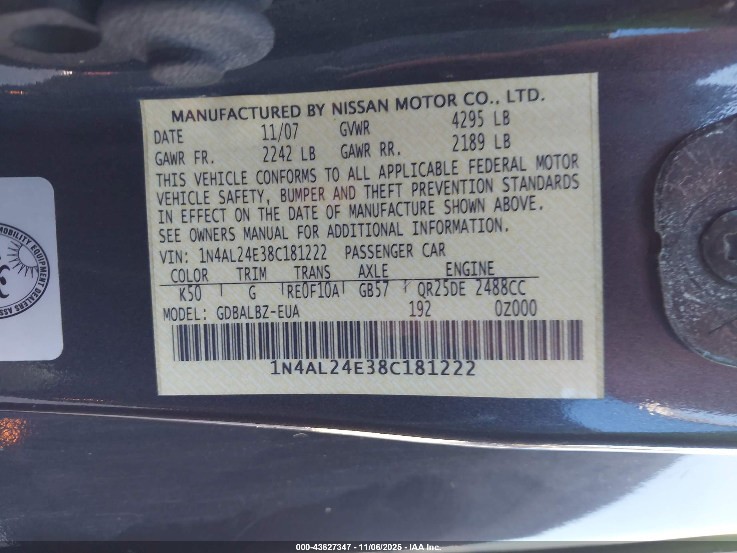 NISSAN ALTIMA image 9