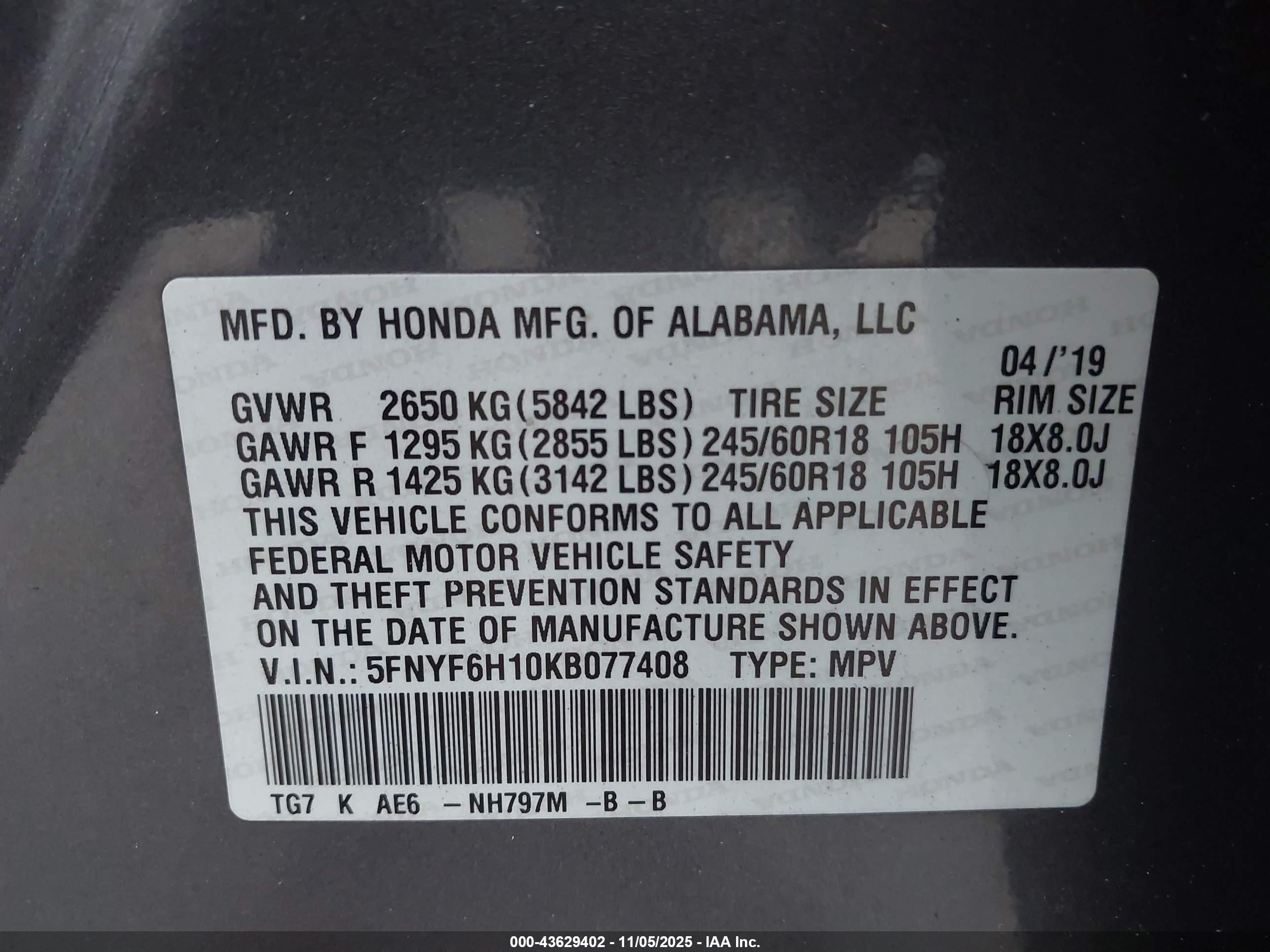 HONDA PILOT image 9