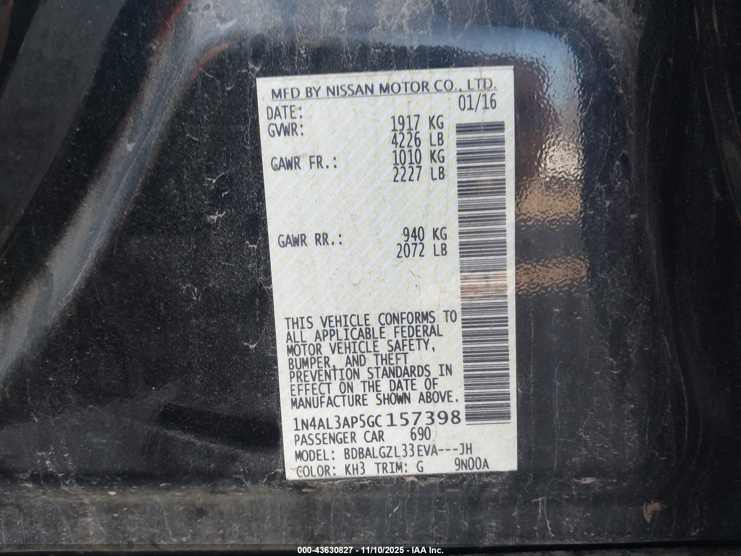 NISSAN ALTIMA image 9