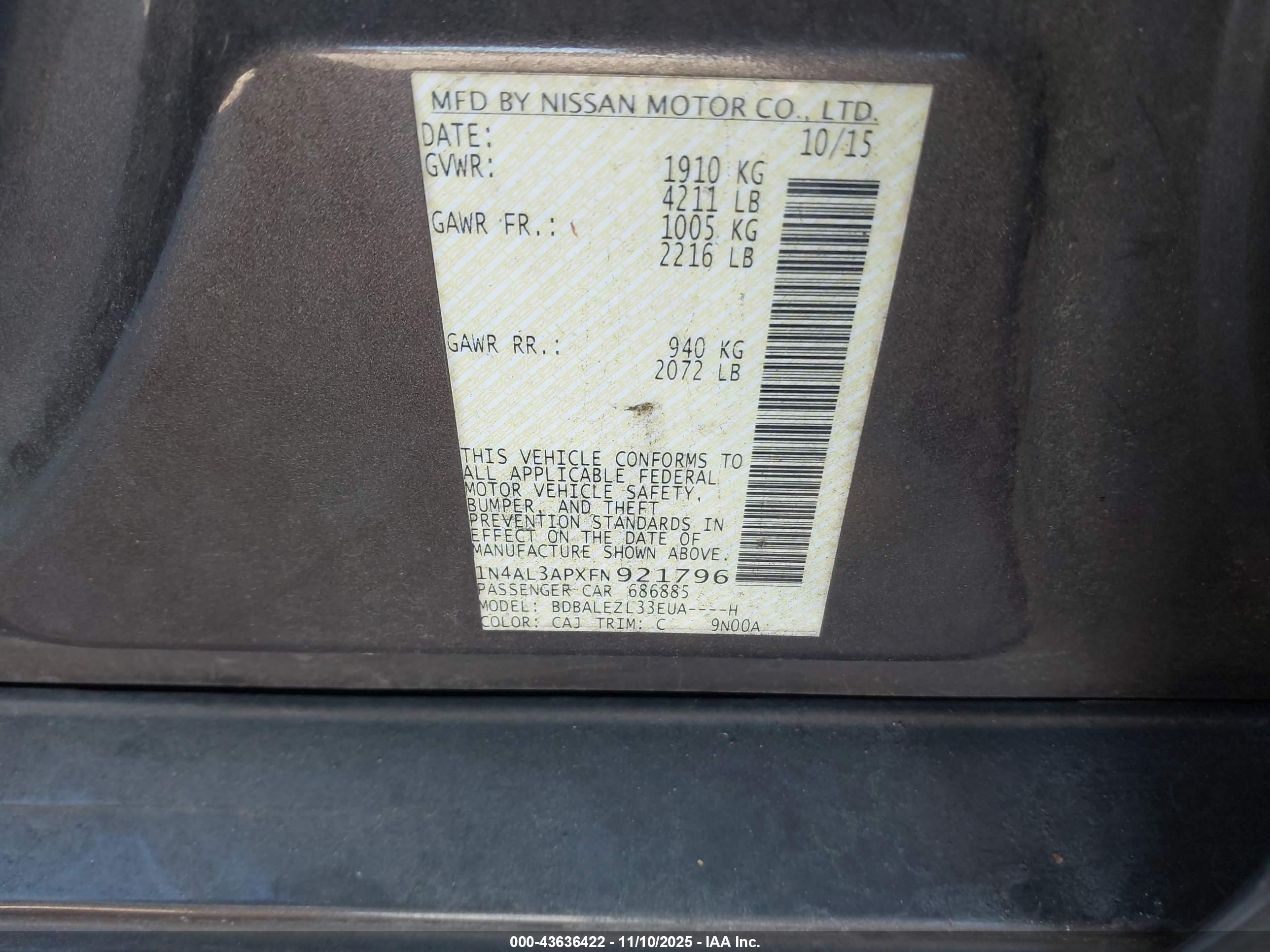 NISSAN ALTIMA image 9