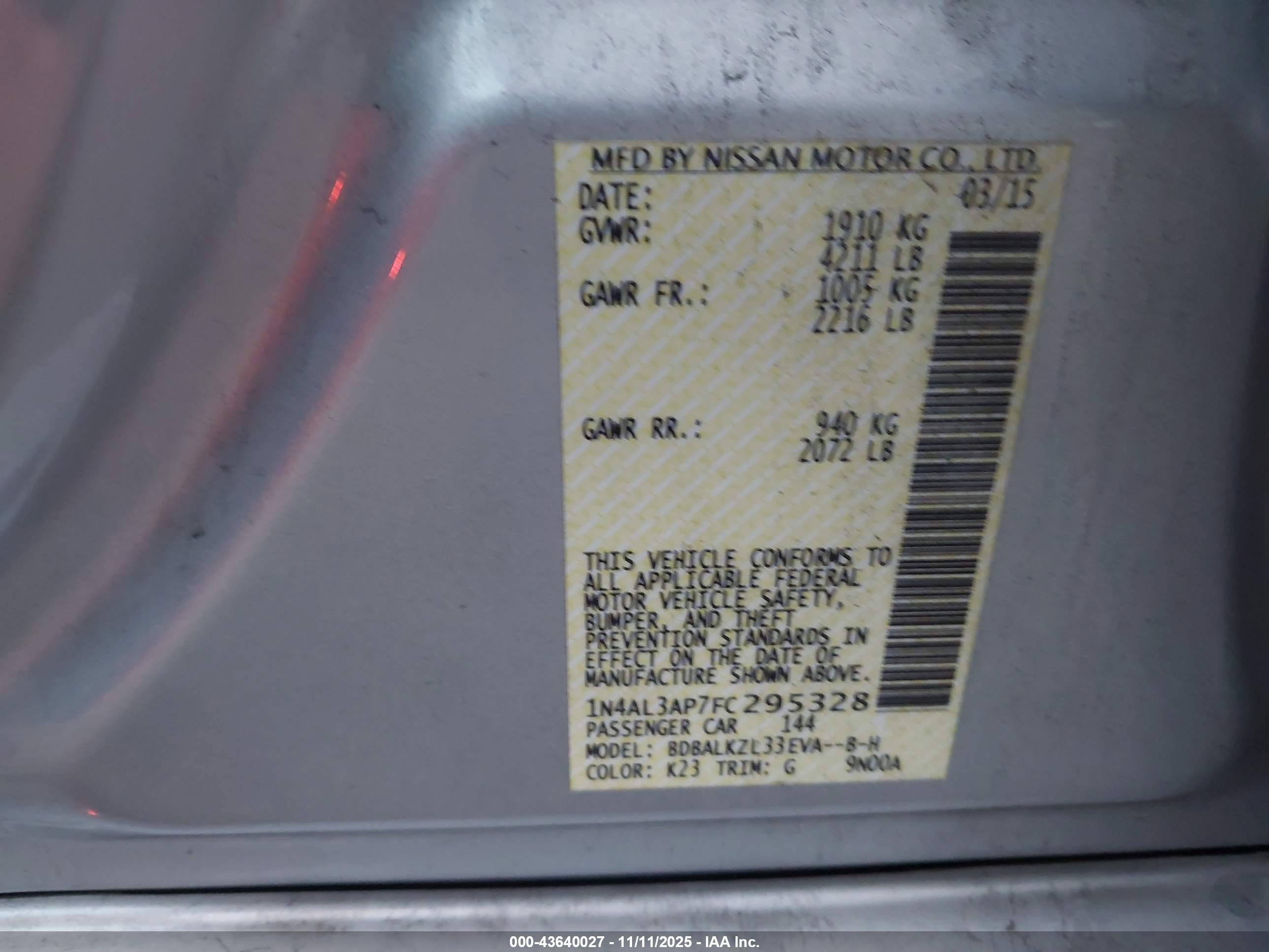 NISSAN ALTIMA image 9