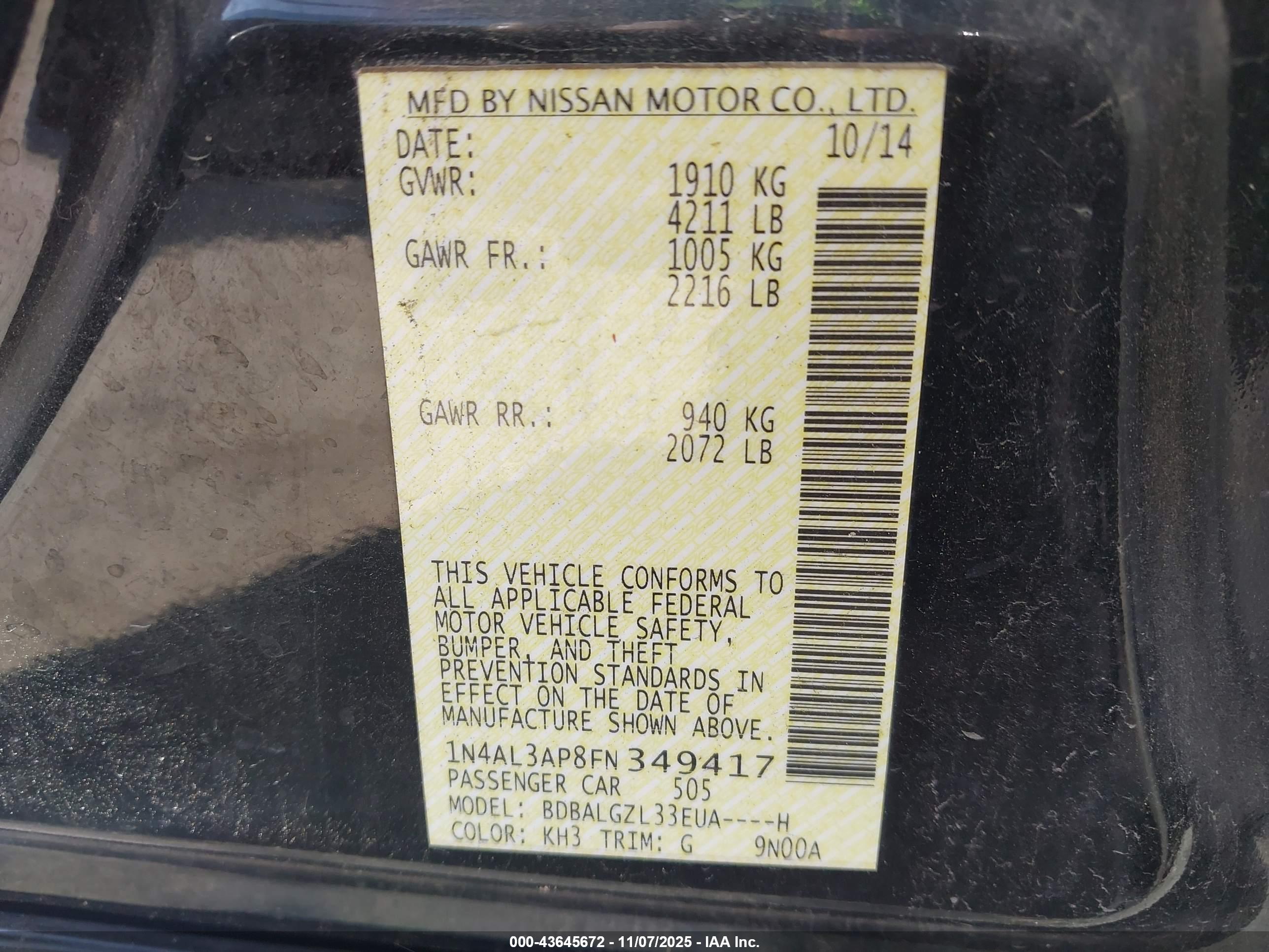 NISSAN ALTIMA image 9