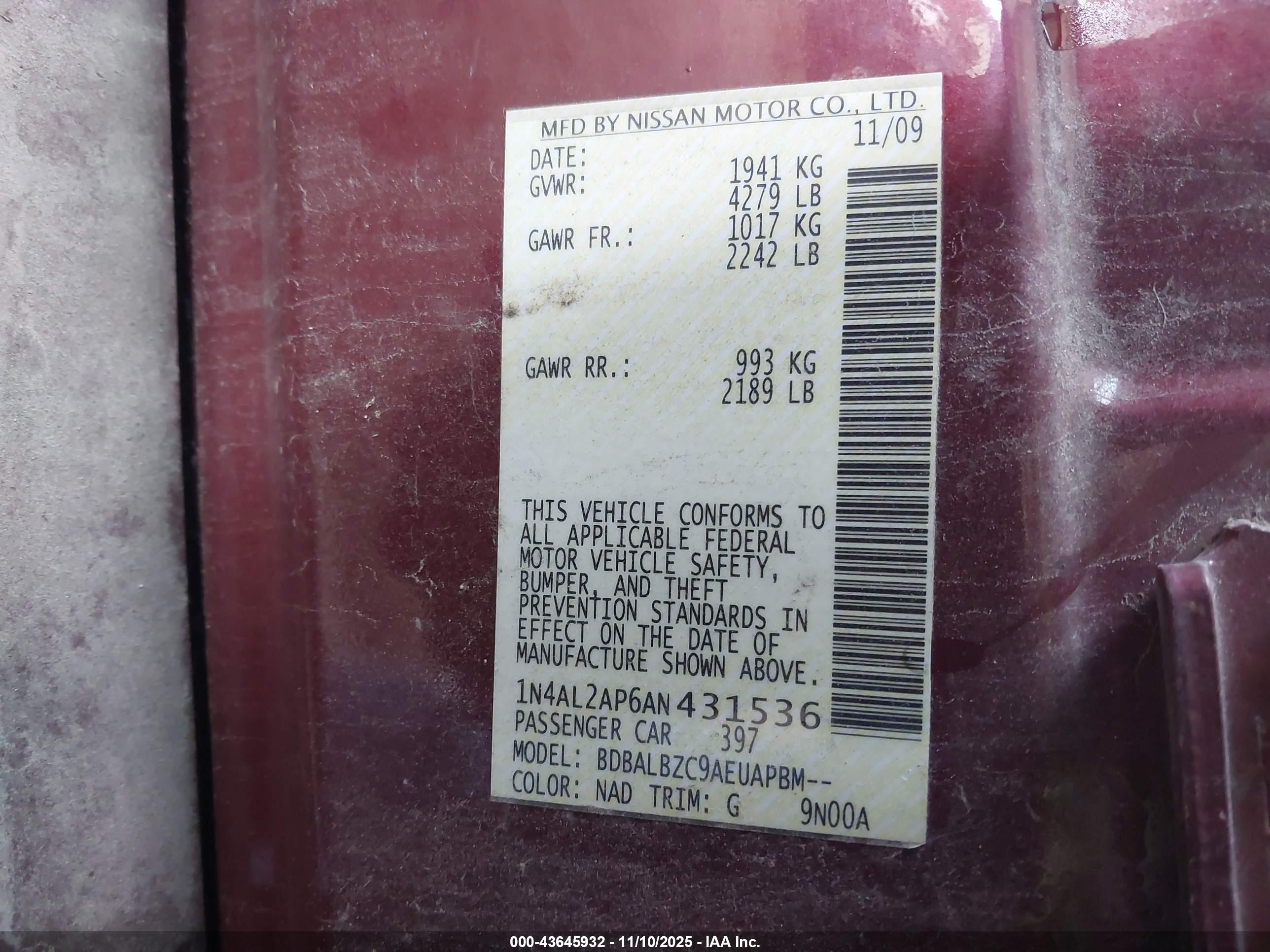 NISSAN ALTIMA image 9
