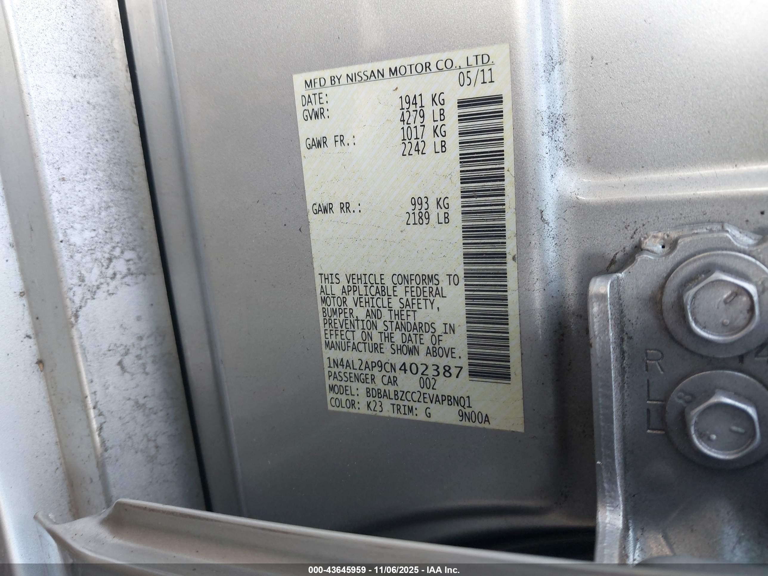 NISSAN ALTIMA image 9