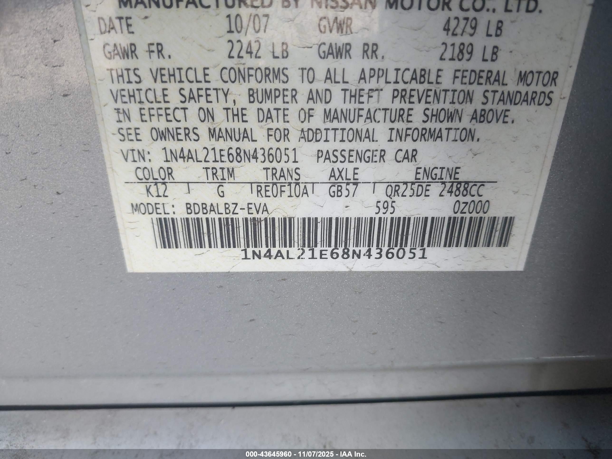 NISSAN ALTIMA image 9