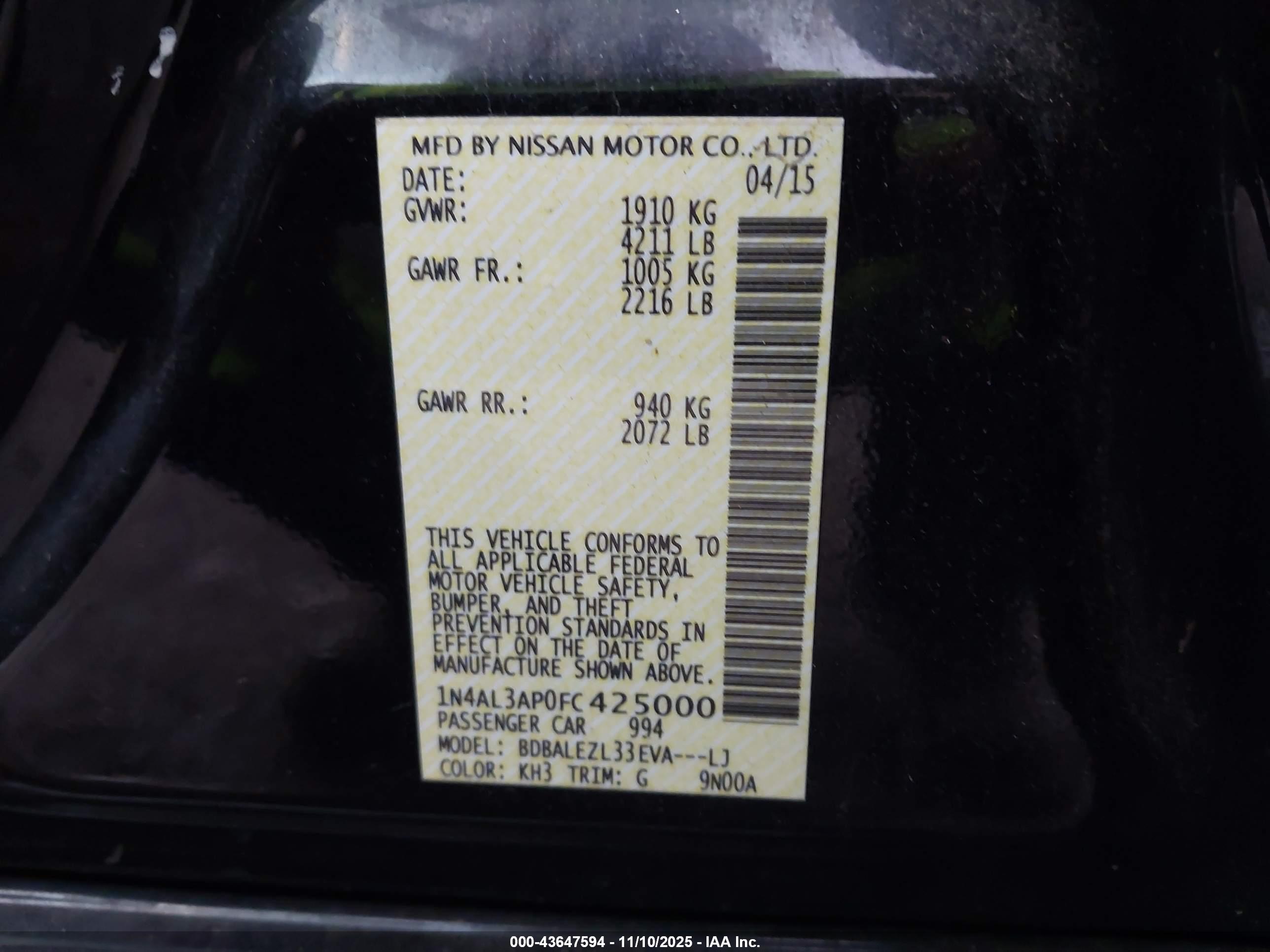 NISSAN ALTIMA image 9