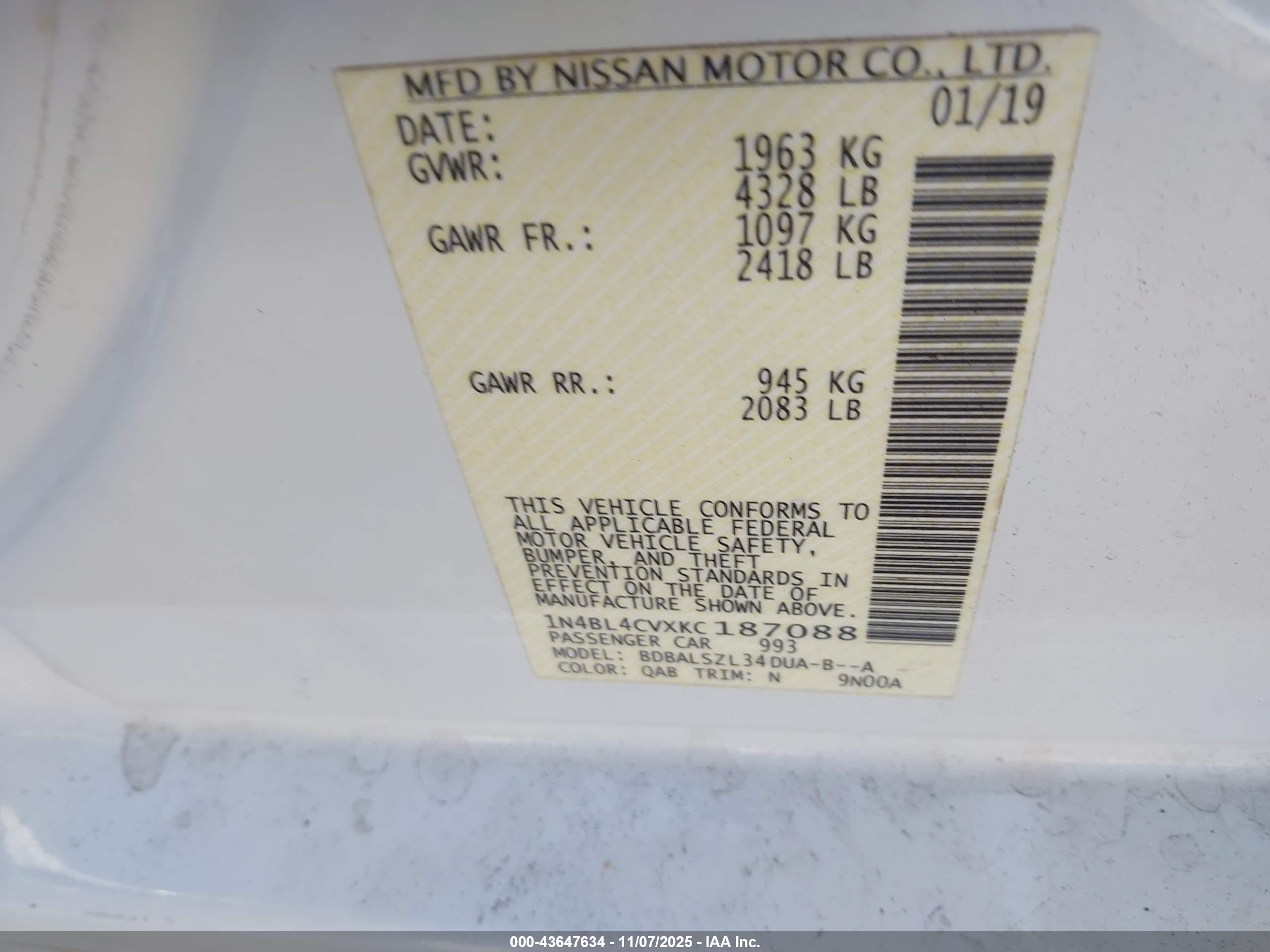 NISSAN ALTIMA image 9