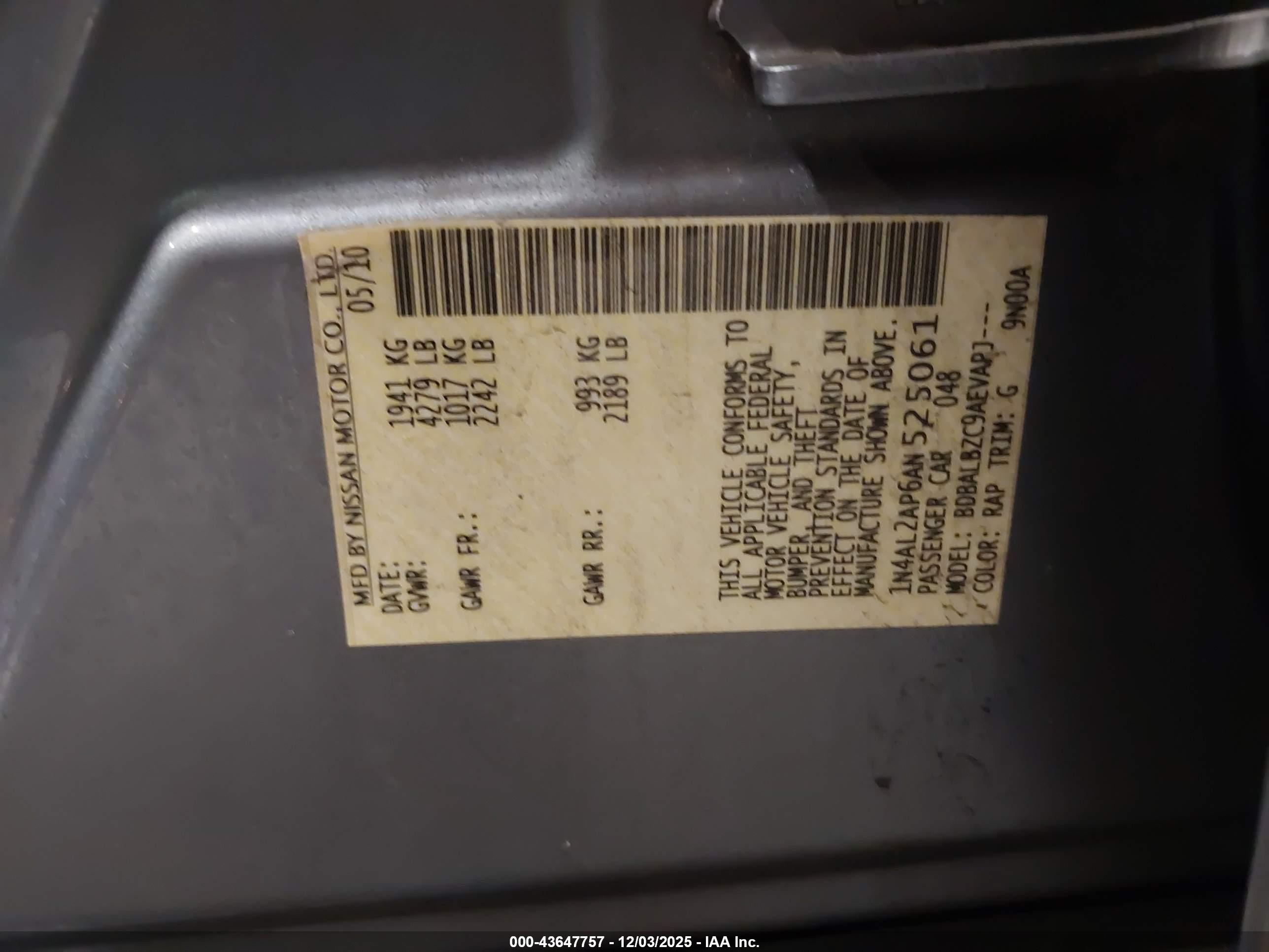 NISSAN ALTIMA image 9