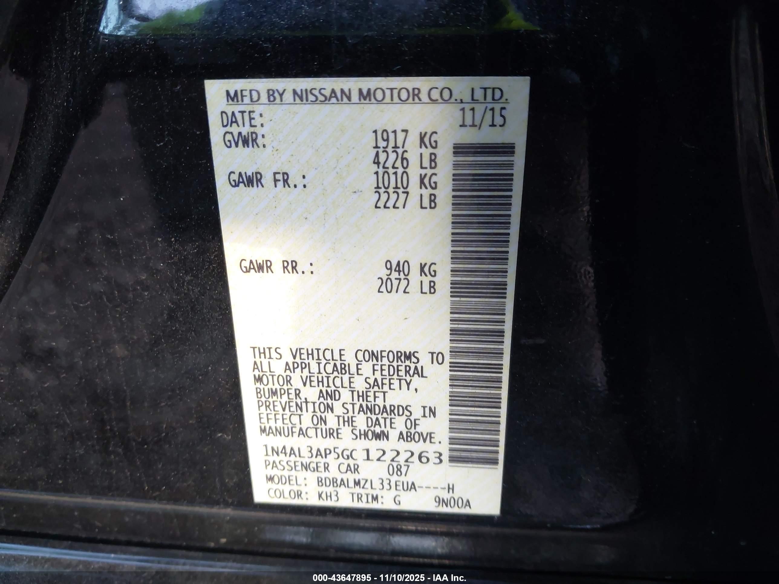 NISSAN ALTIMA image 9