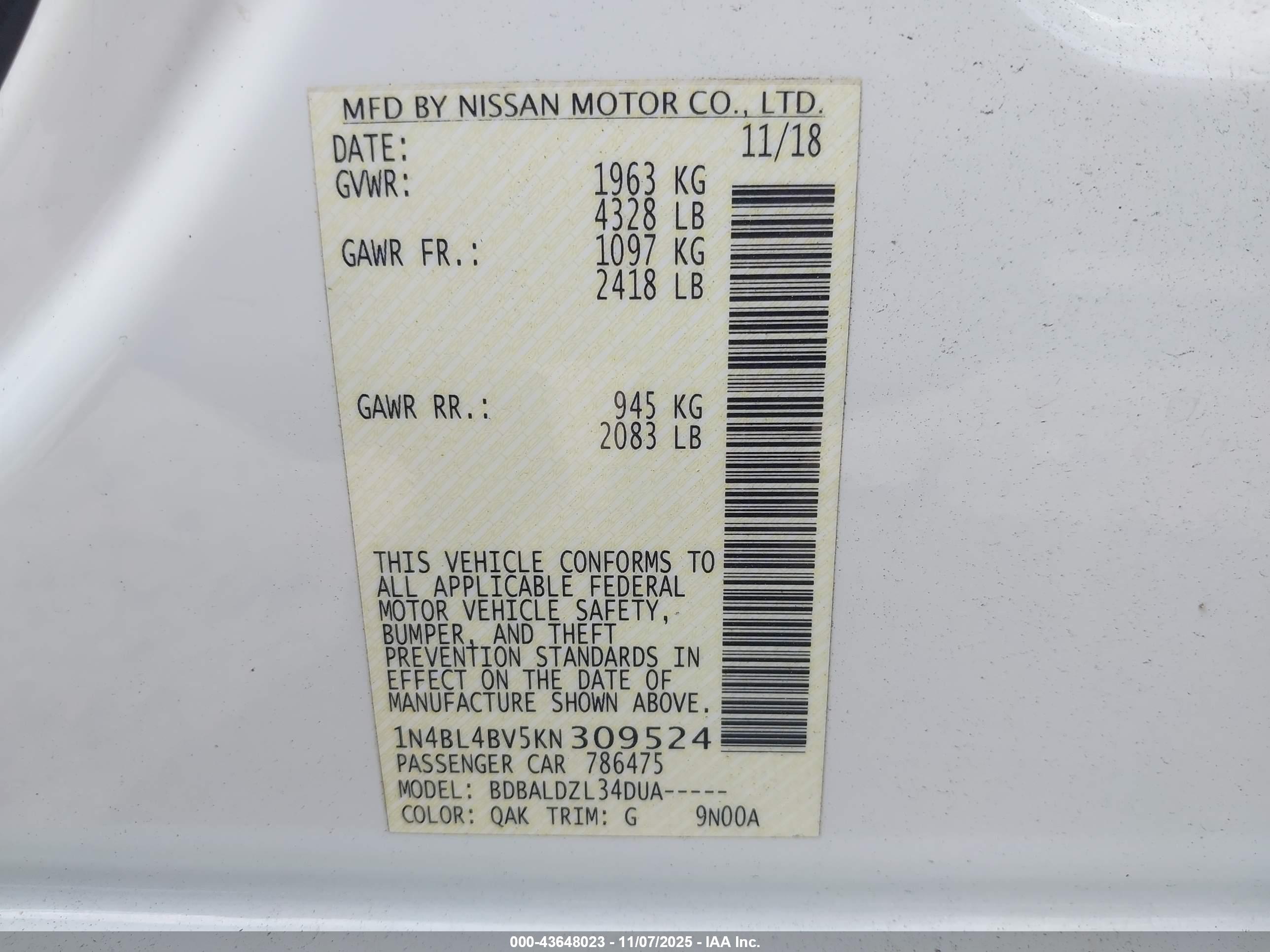NISSAN ALTIMA image 9