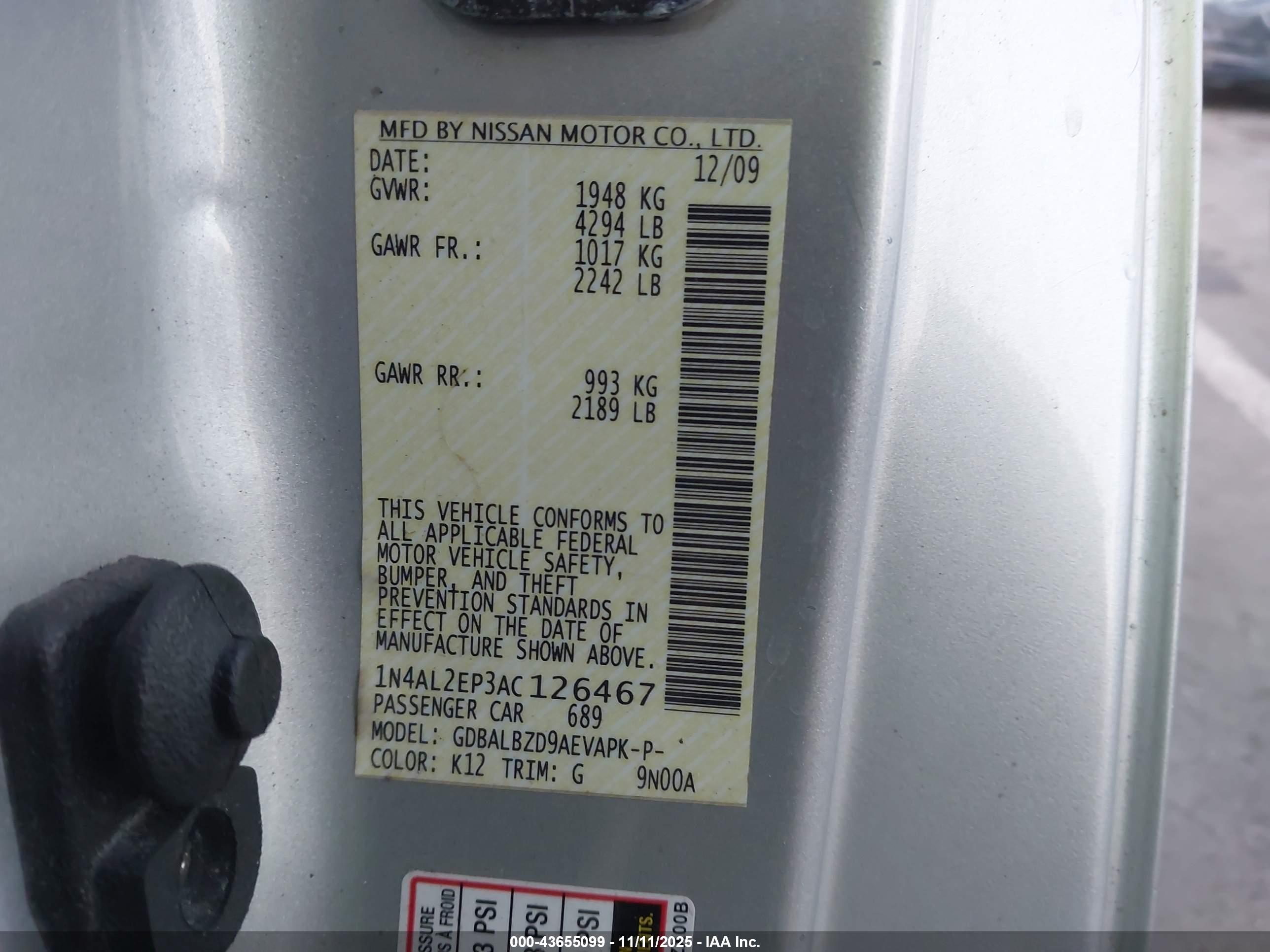 NISSAN ALTIMA image 9