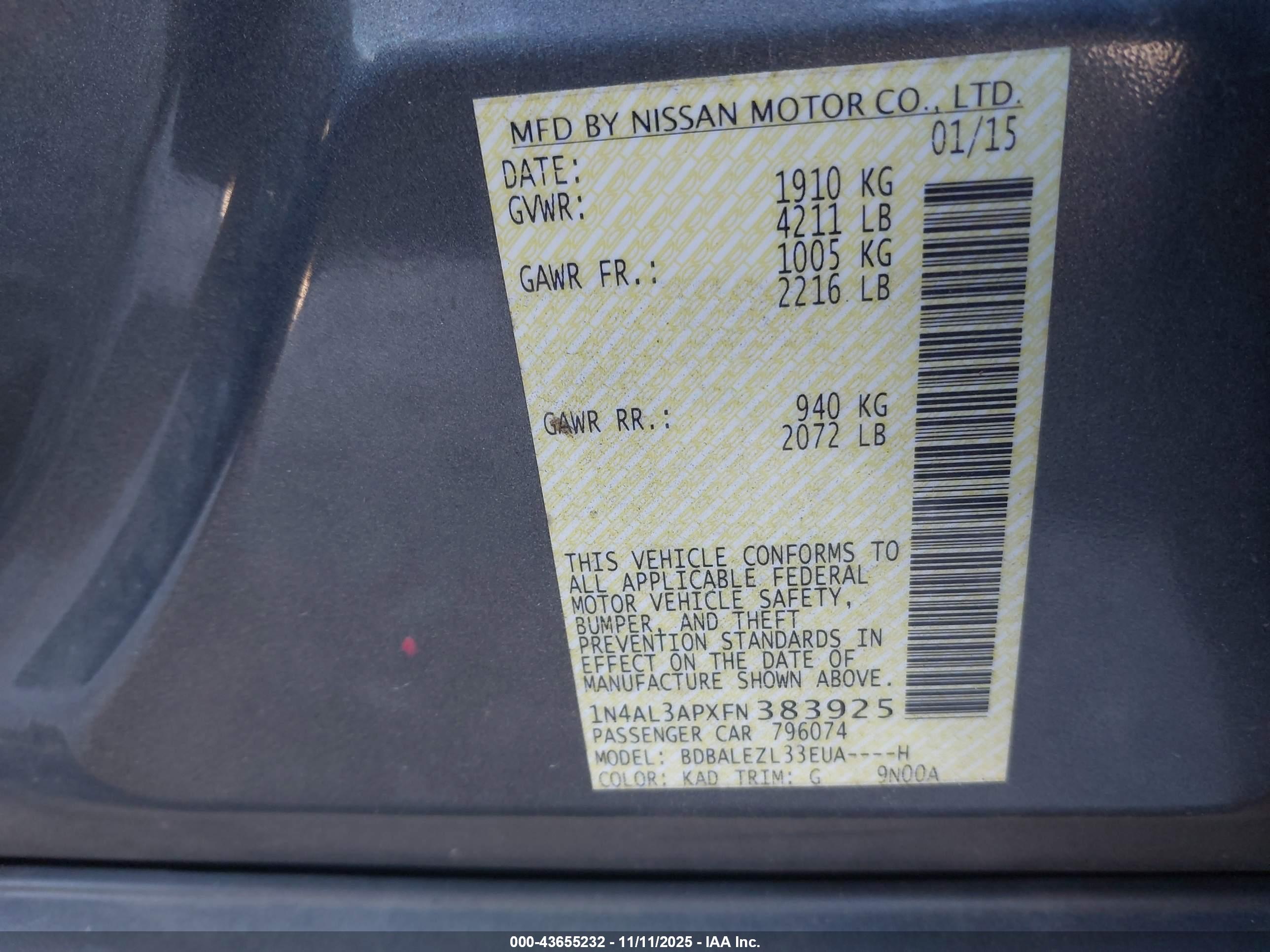 NISSAN ALTIMA image 9