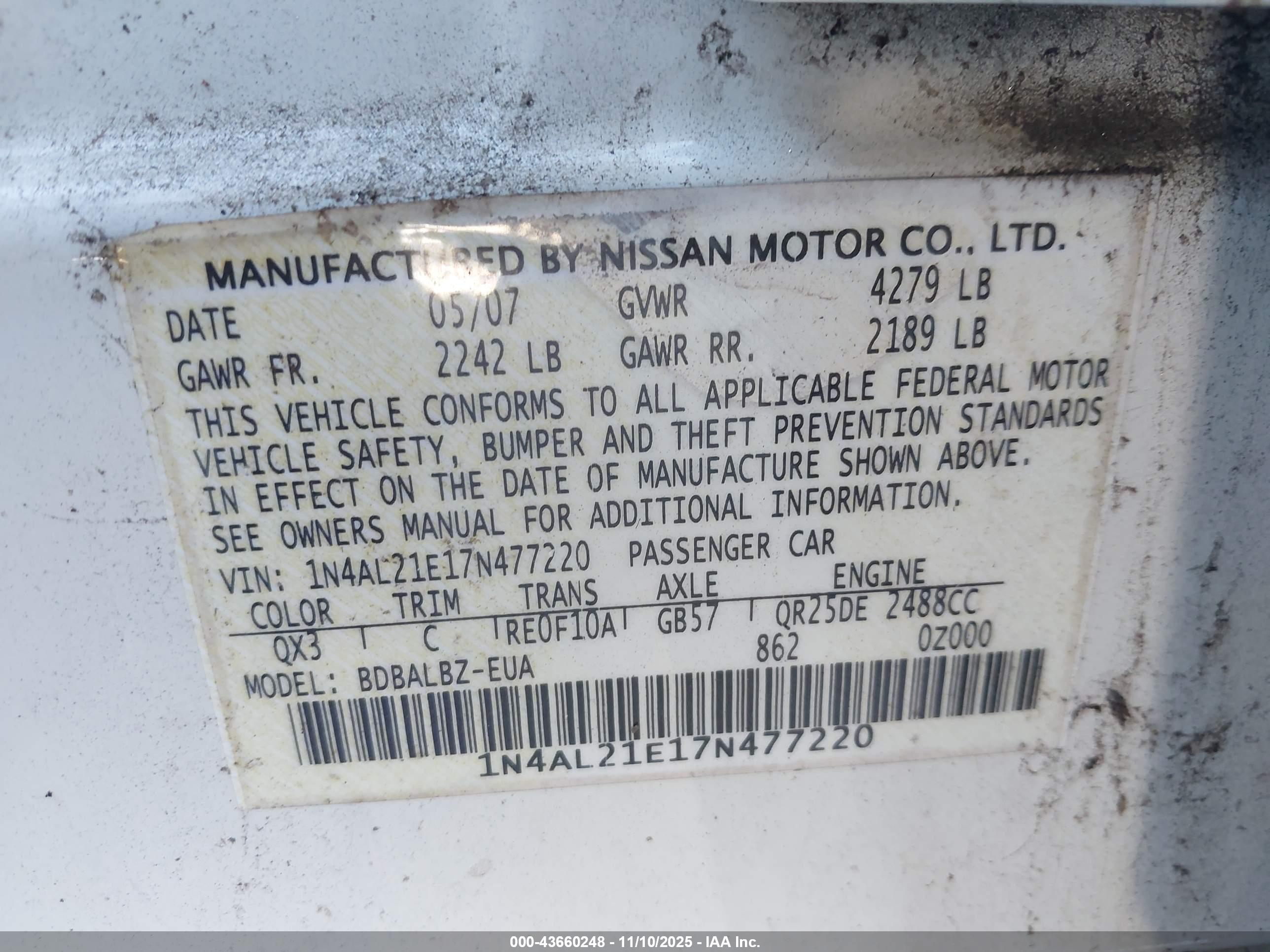 NISSAN ALTIMA image 9
