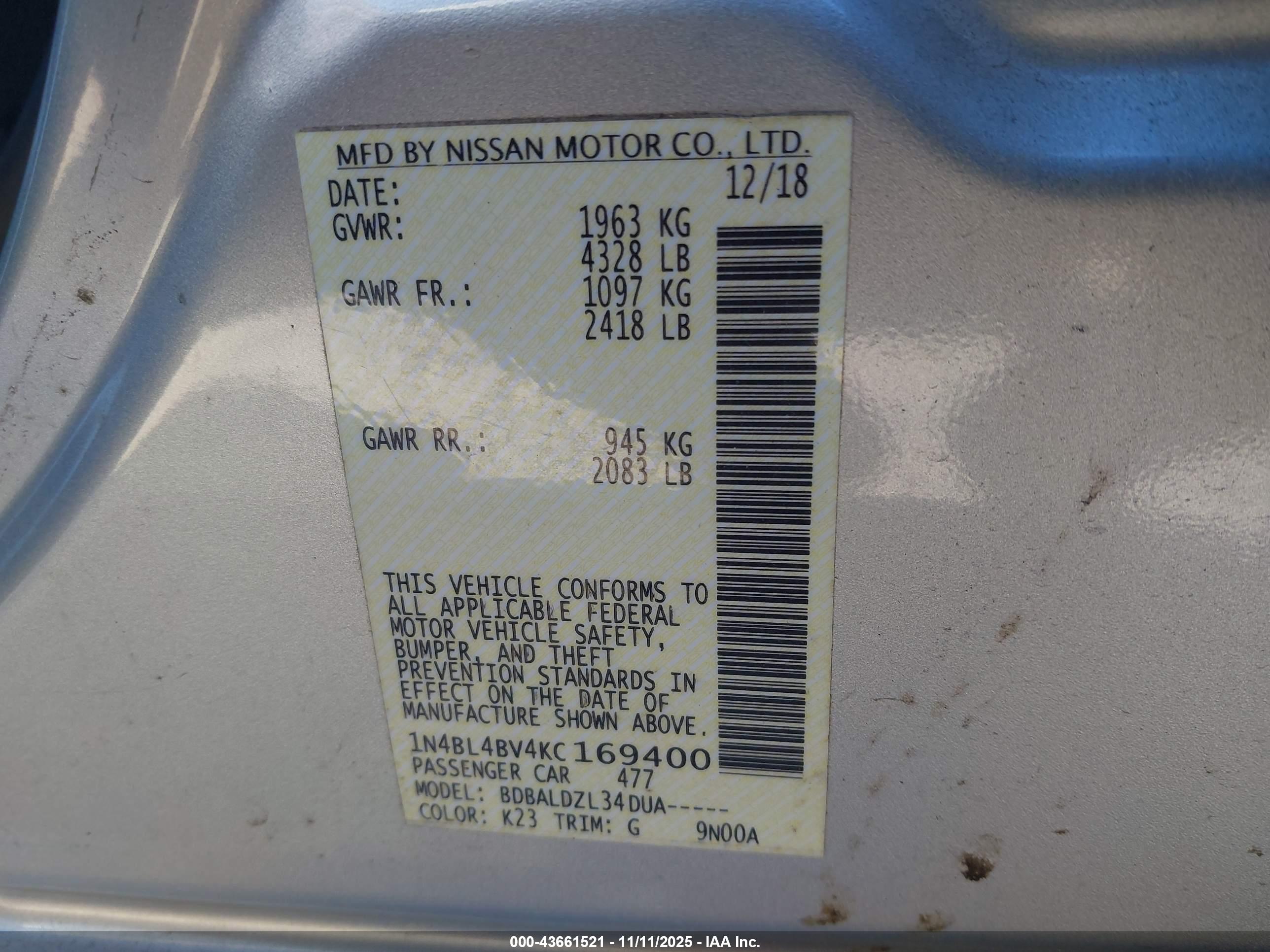 NISSAN ALTIMA image 9
