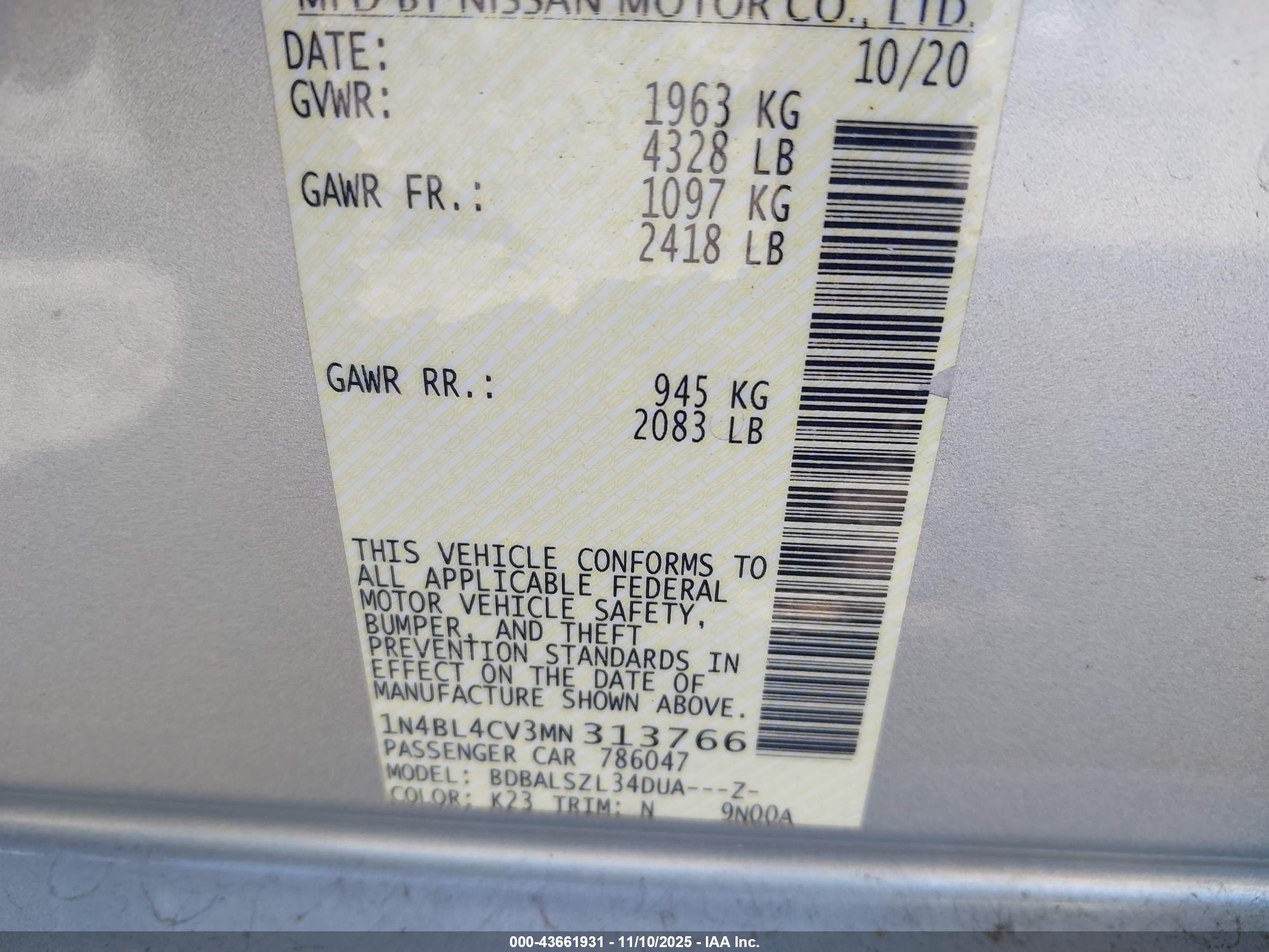 NISSAN ALTIMA image 9