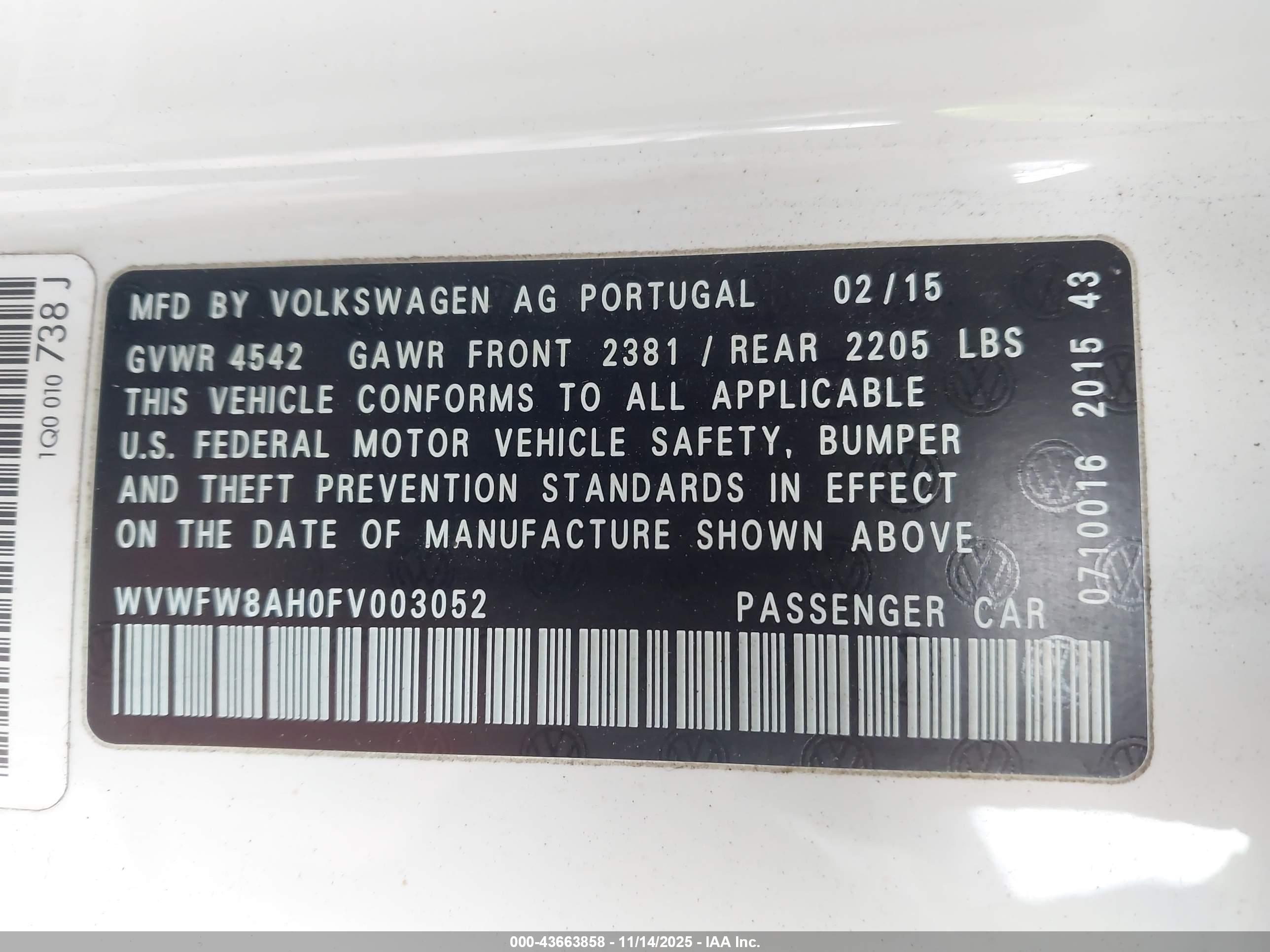 VOLKSWAGEN EOS image 9