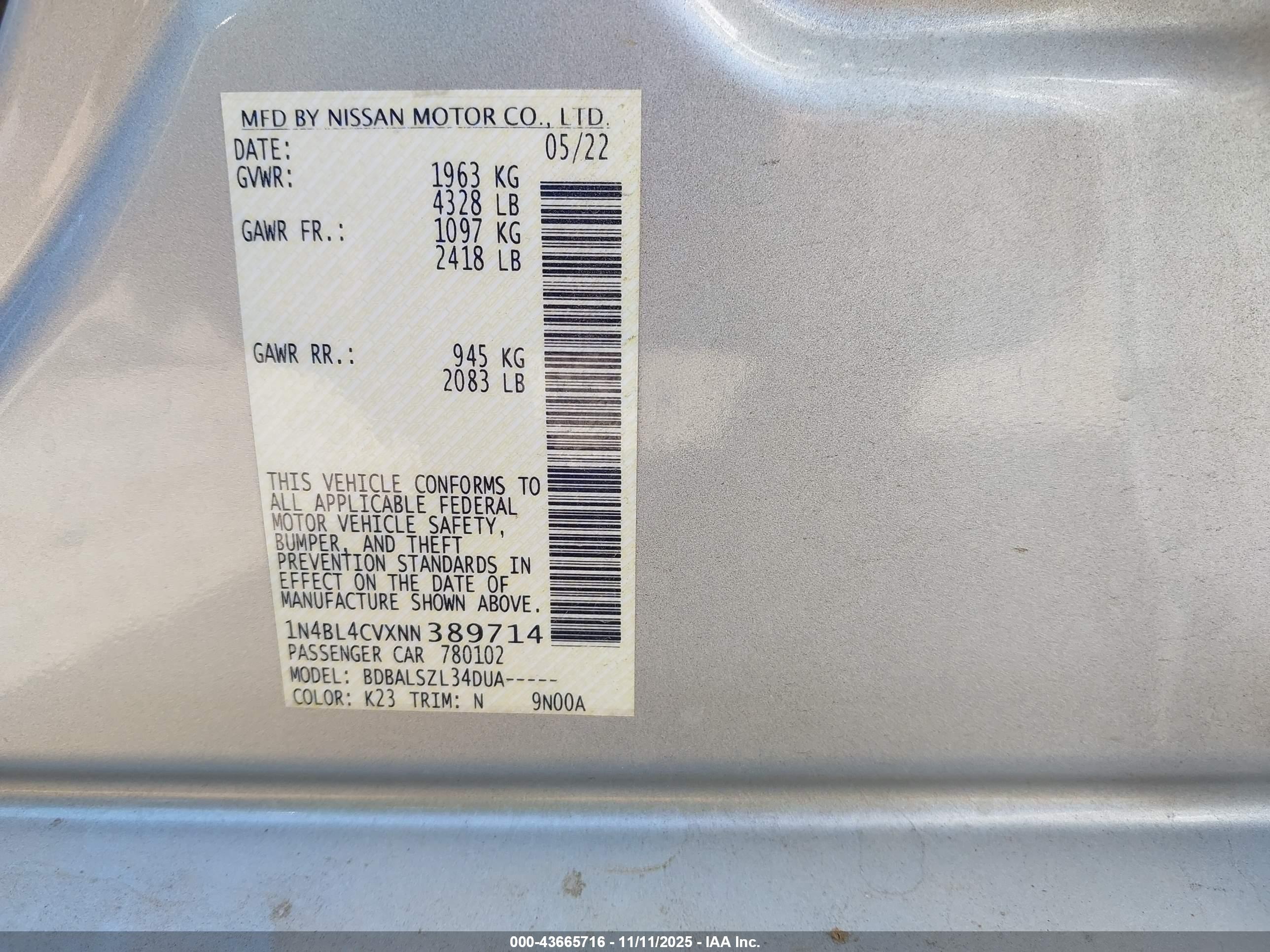 NISSAN ALTIMA image 9