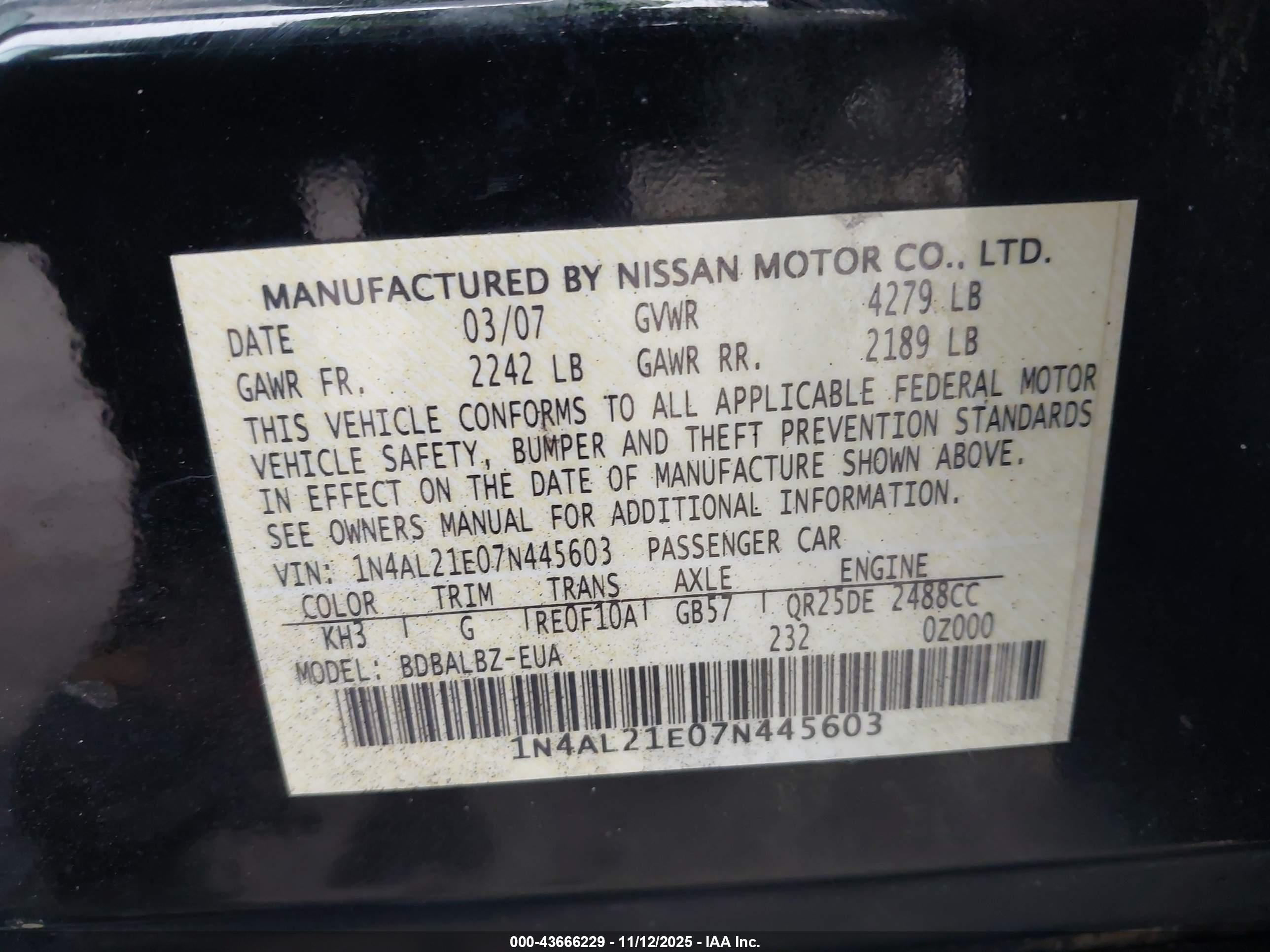 NISSAN ALTIMA image 9