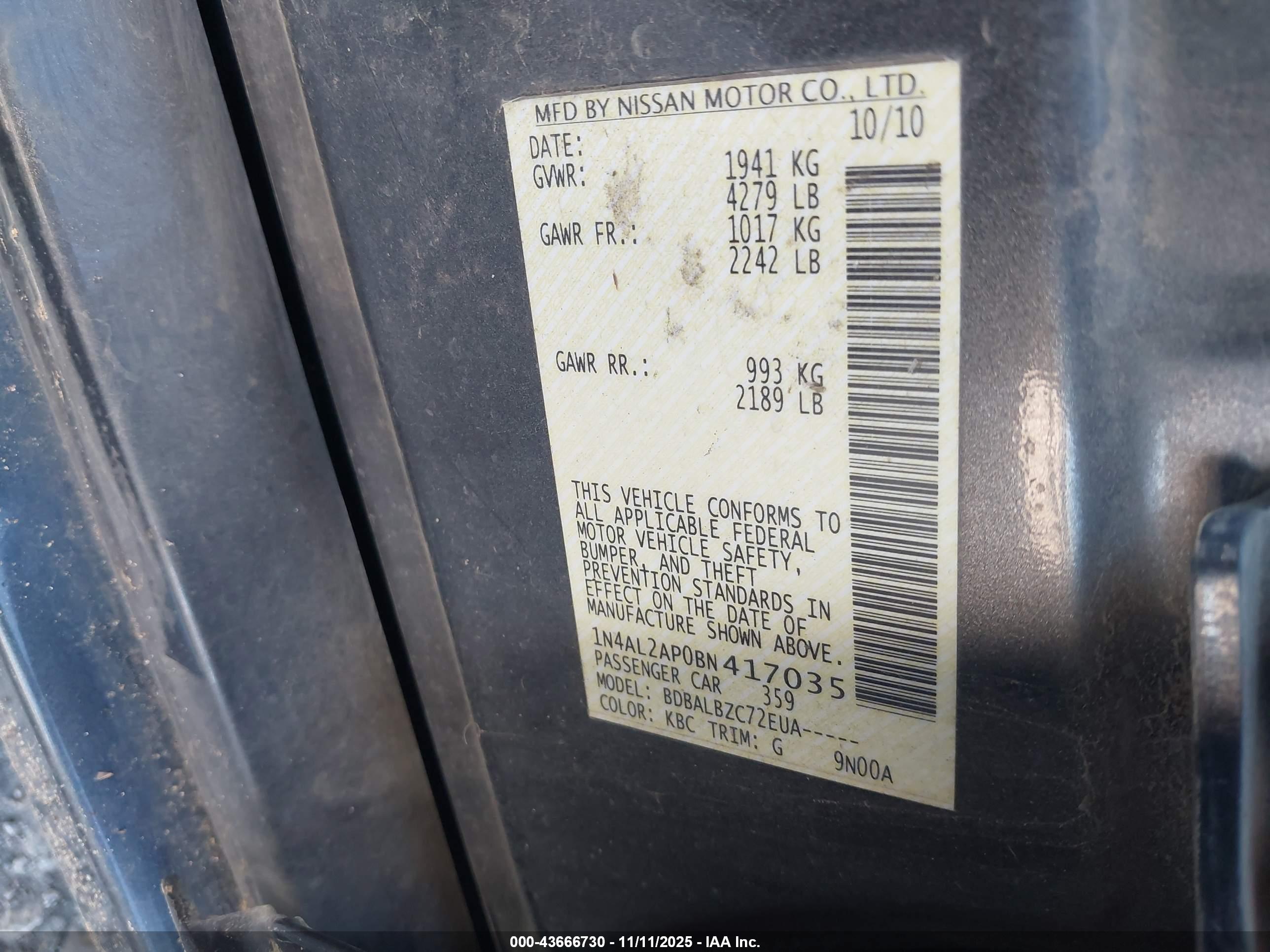 NISSAN ALTIMA image 9