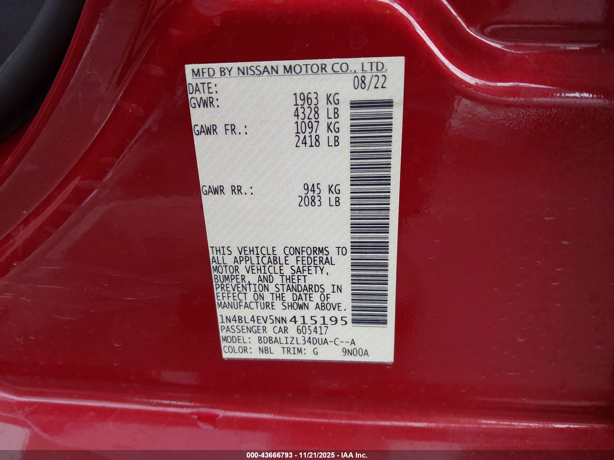 NISSAN ALTIMA image 9