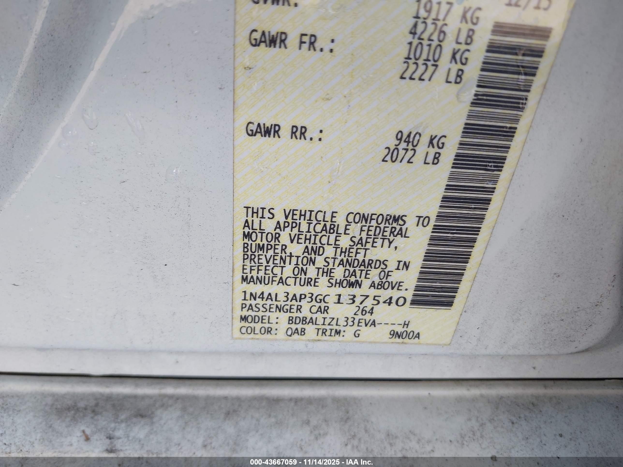 NISSAN ALTIMA image 9