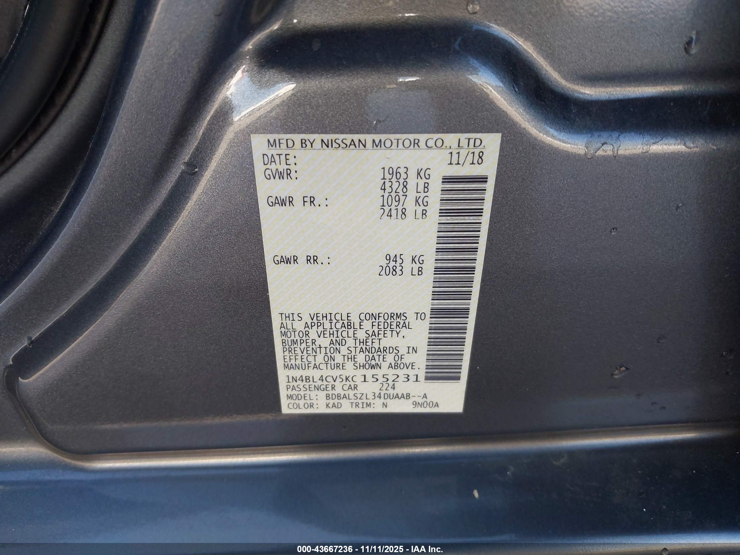 NISSAN ALTIMA image 9