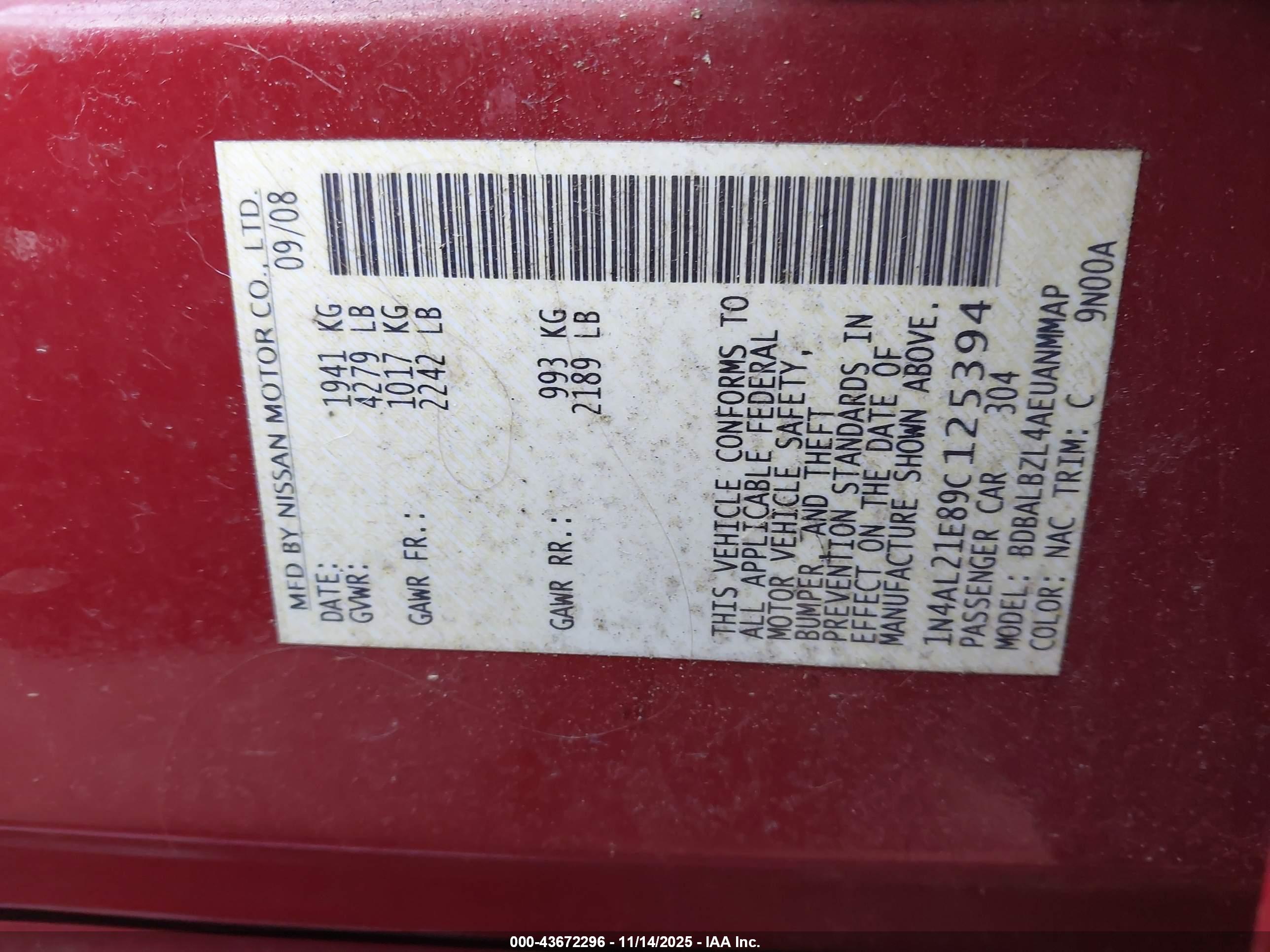 NISSAN ALTIMA image 9