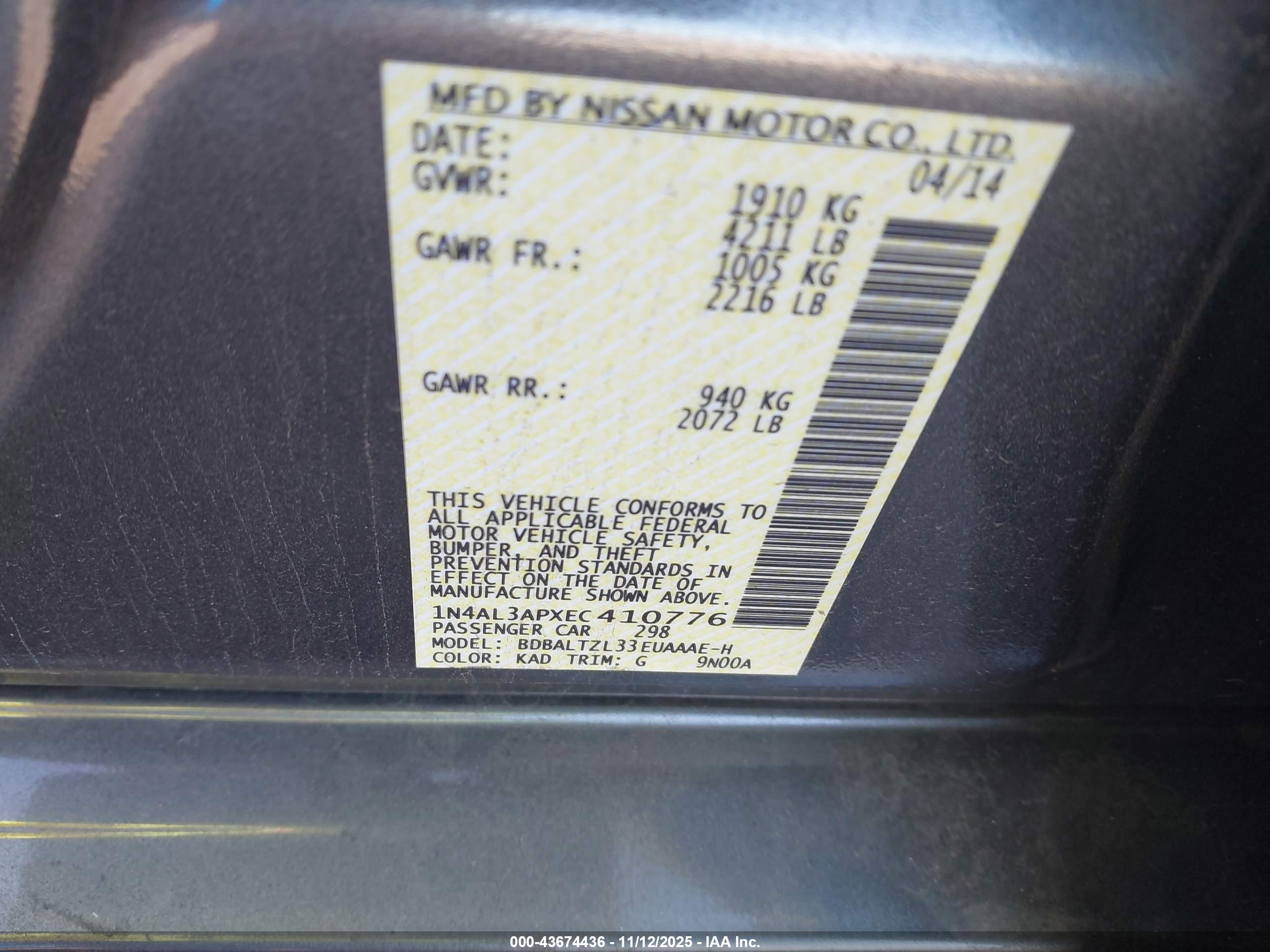 NISSAN ALTIMA image 9
