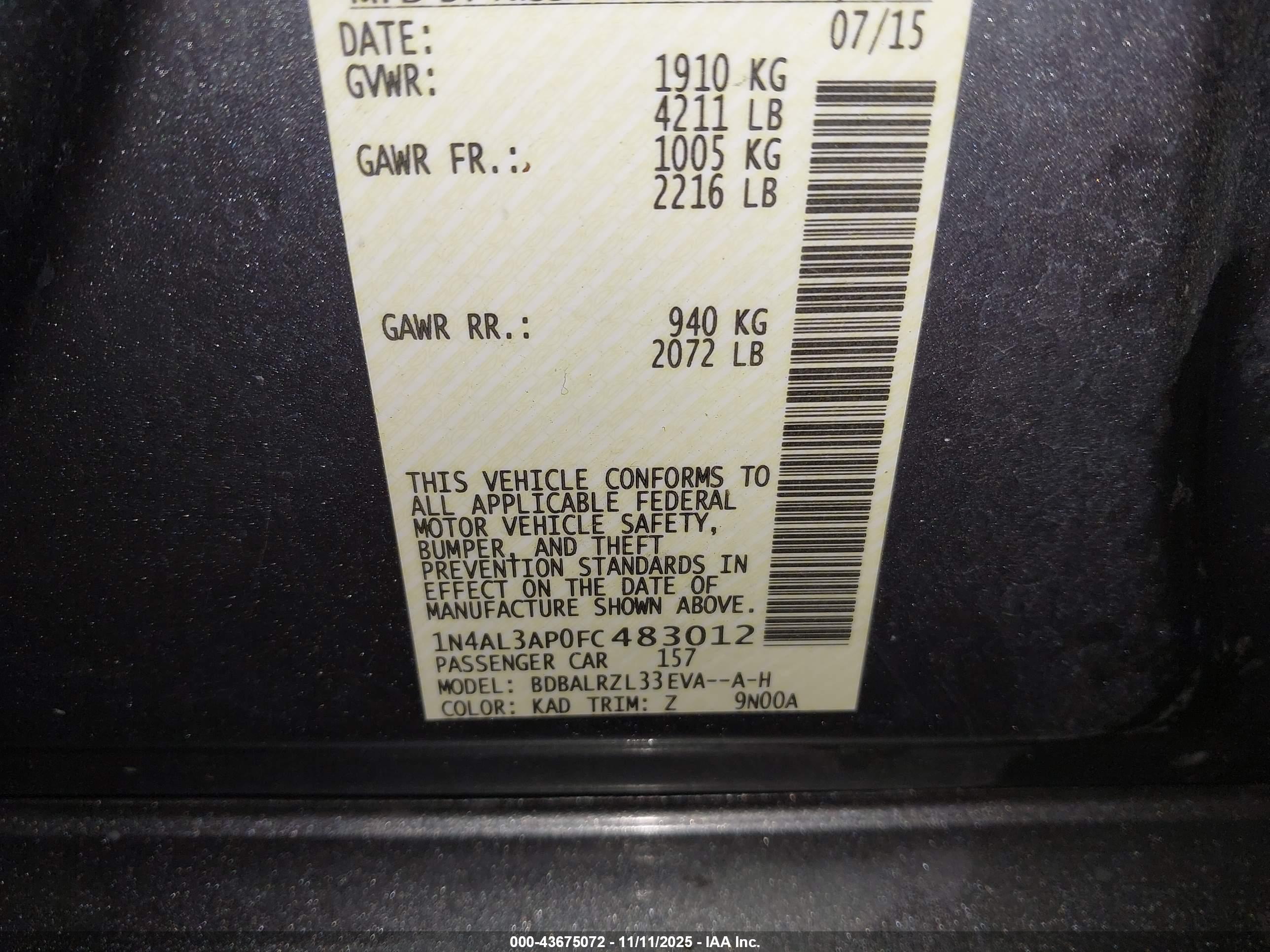 NISSAN ALTIMA image 9