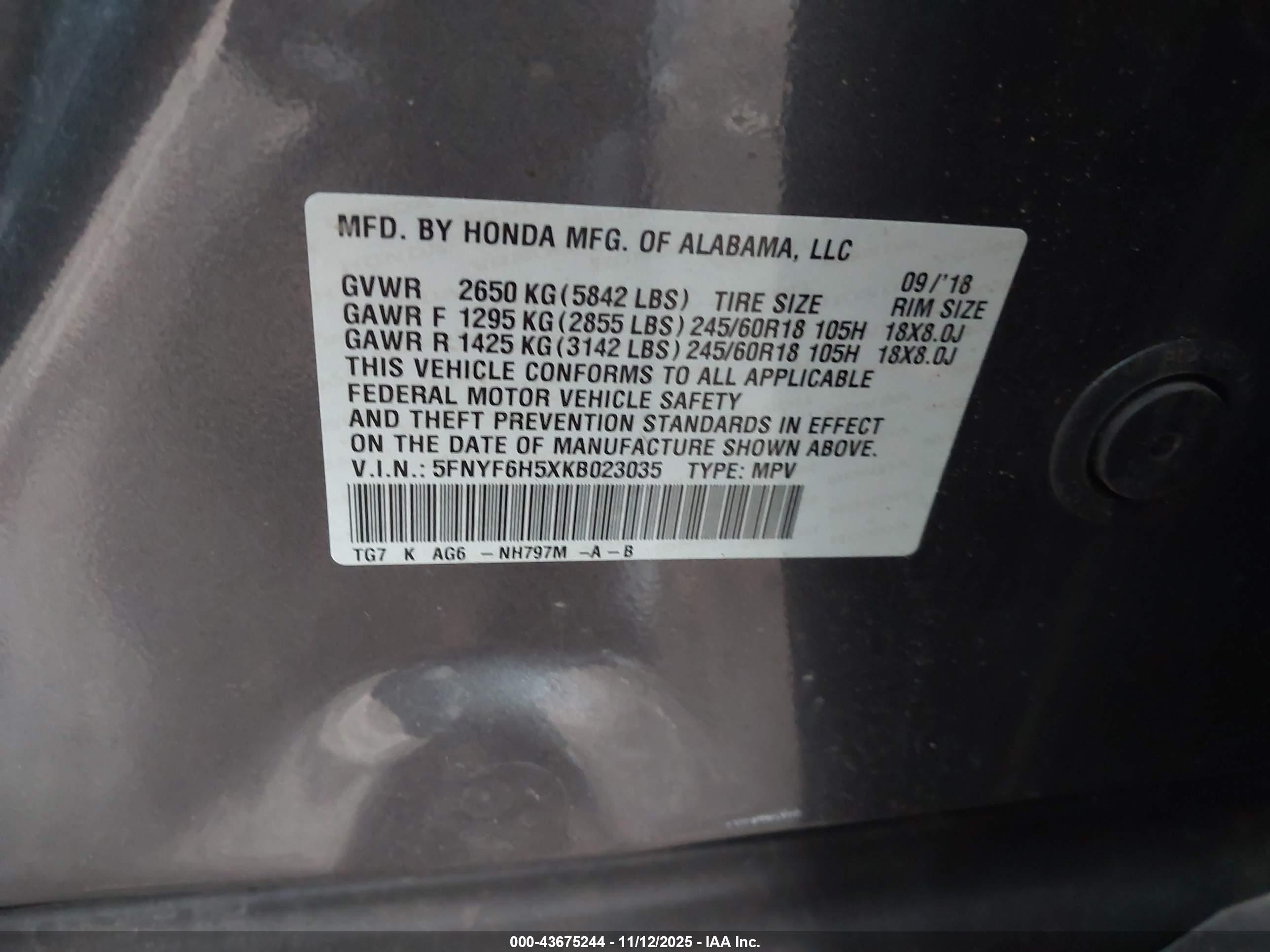 HONDA PILOT image 9