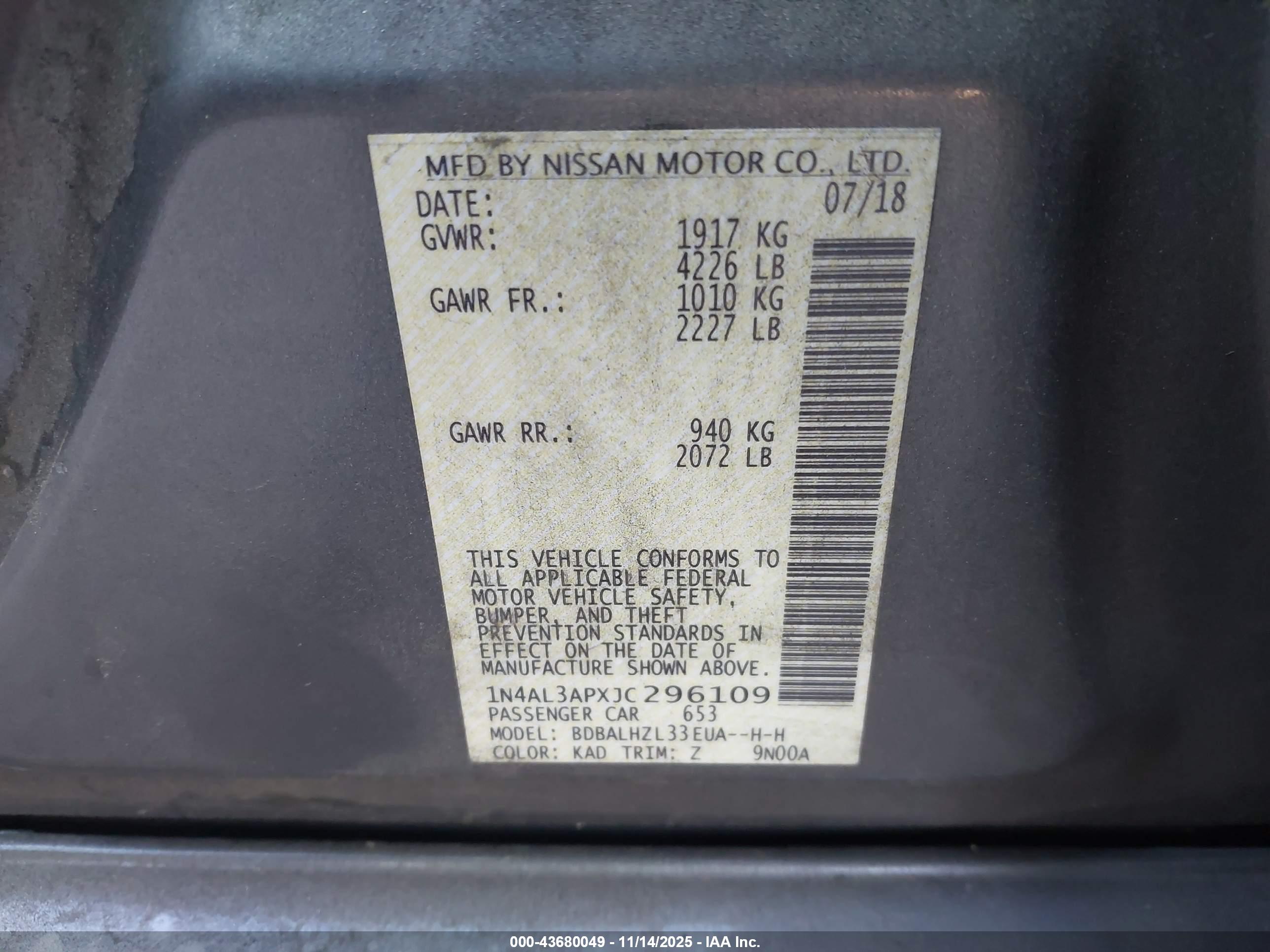 NISSAN ALTIMA image 9