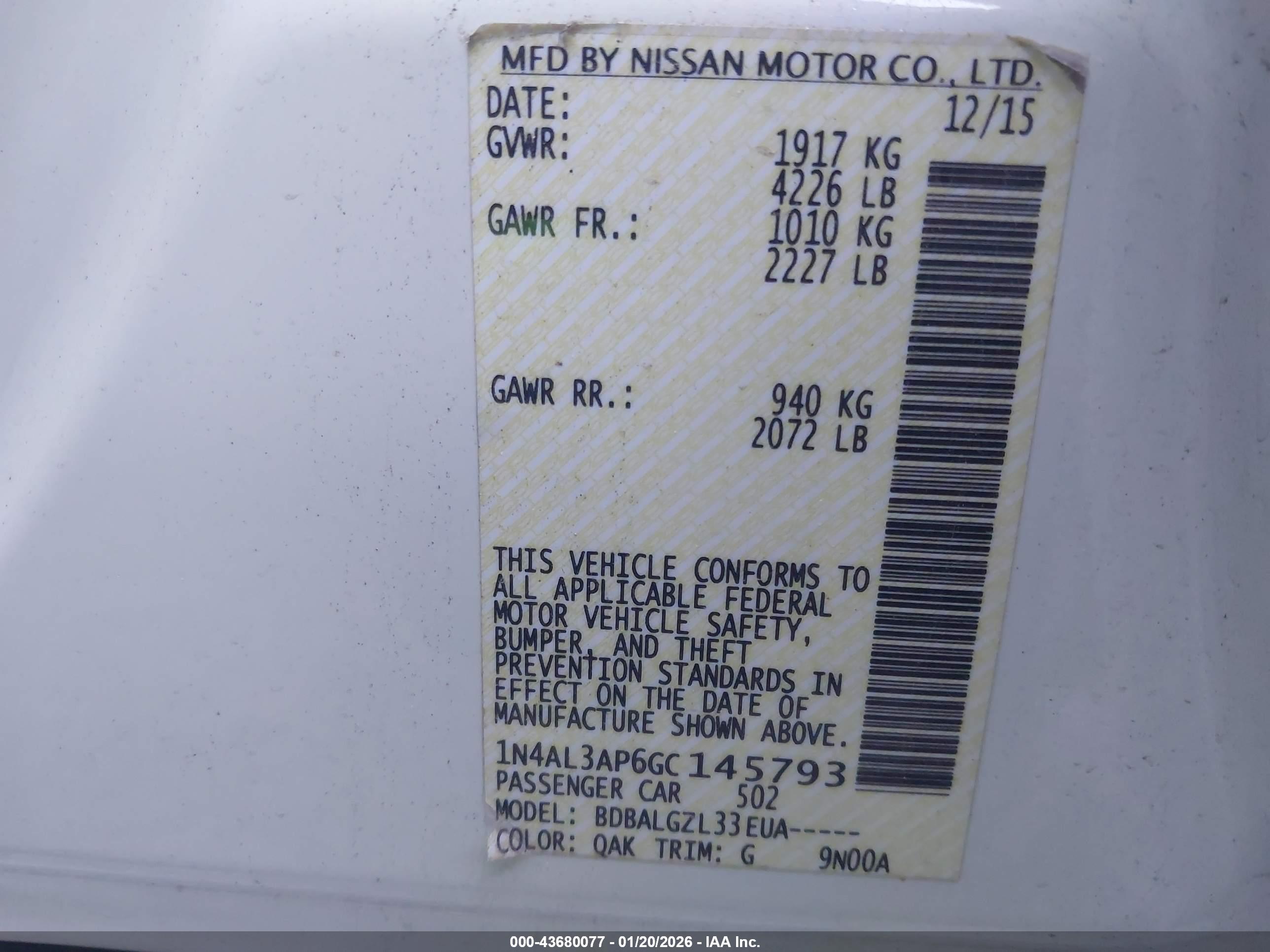 NISSAN ALTIMA image 9