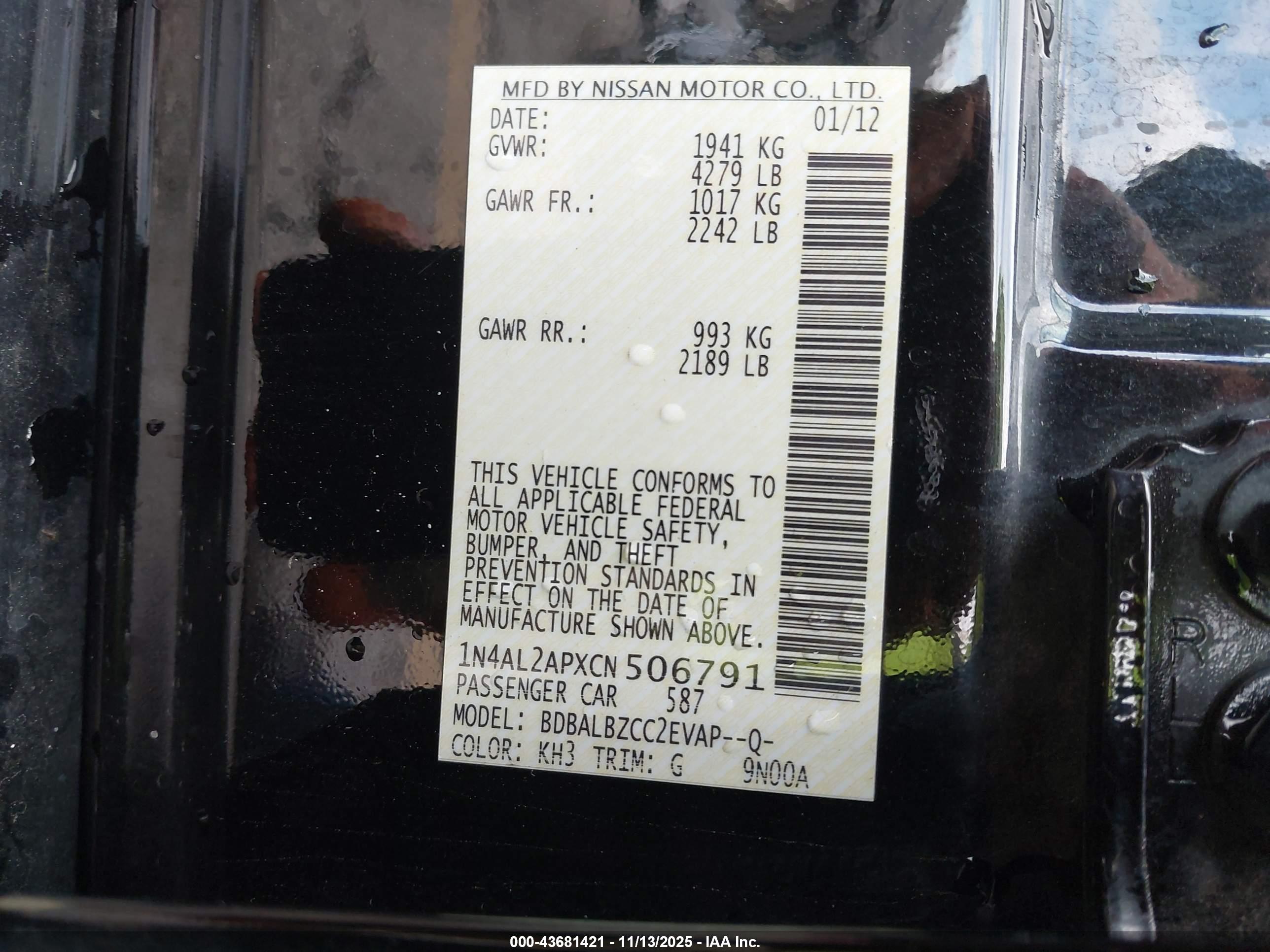 NISSAN ALTIMA image 9