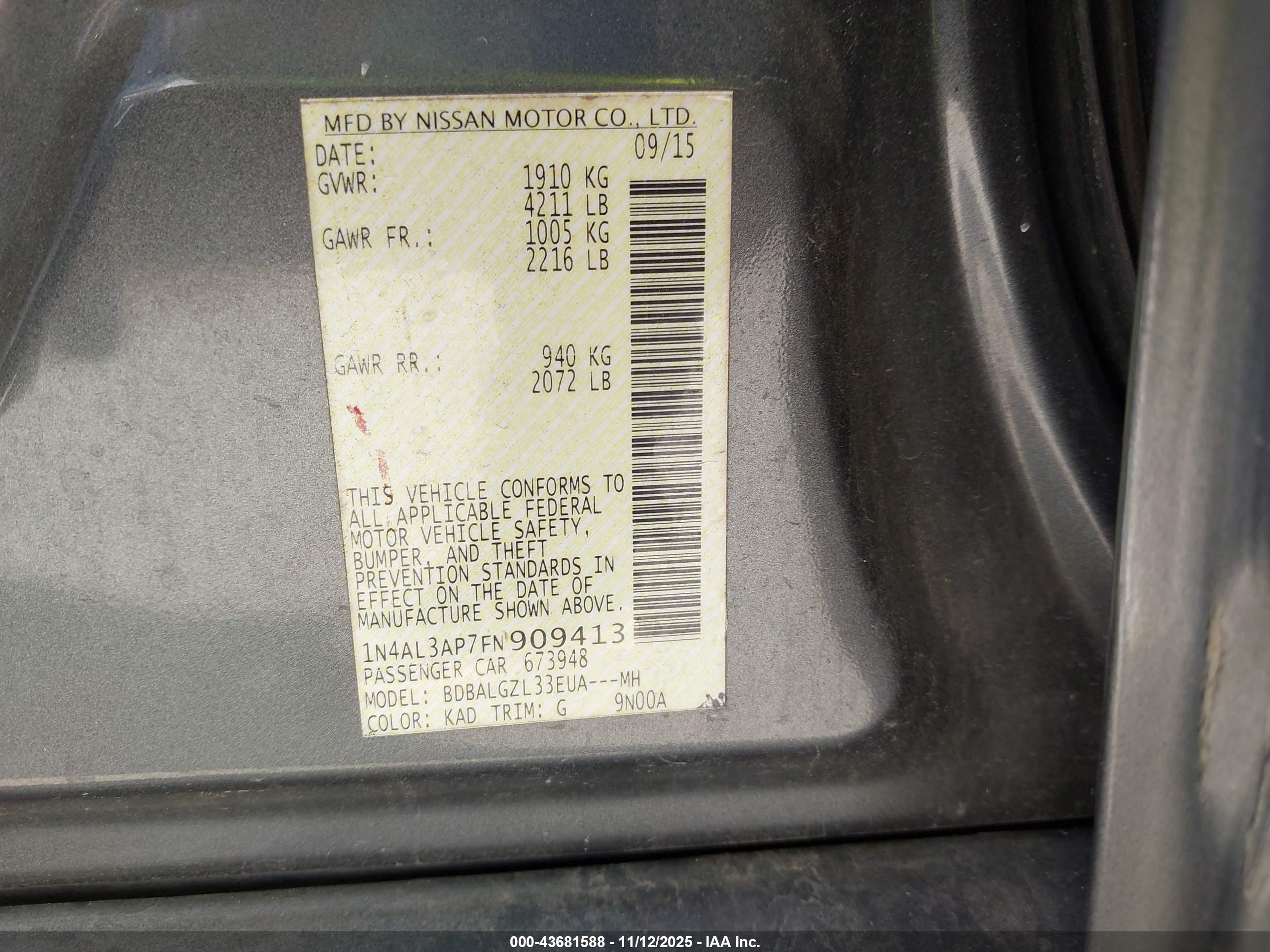 NISSAN ALTIMA image 9