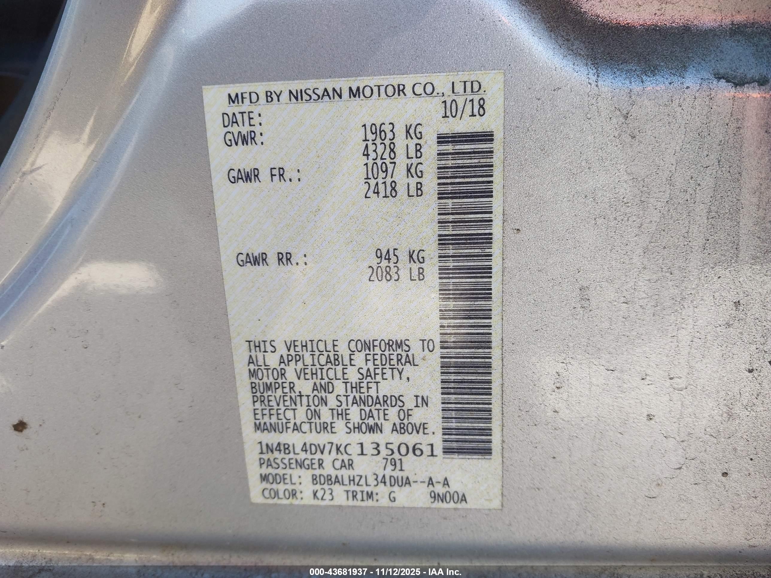 NISSAN ALTIMA image 9